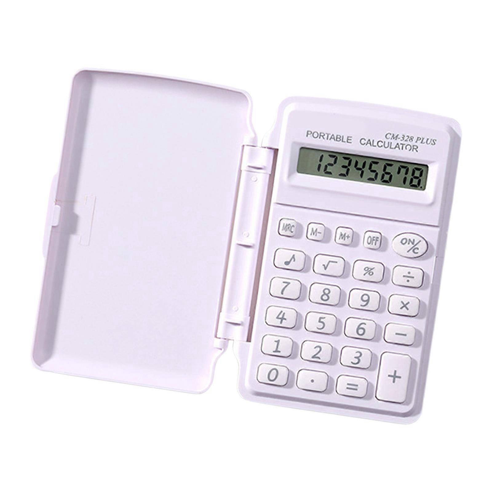 Pastel Cover Mini Scientific Calculator 8 Digit For Students With Durability Case Basic Math Functions  White