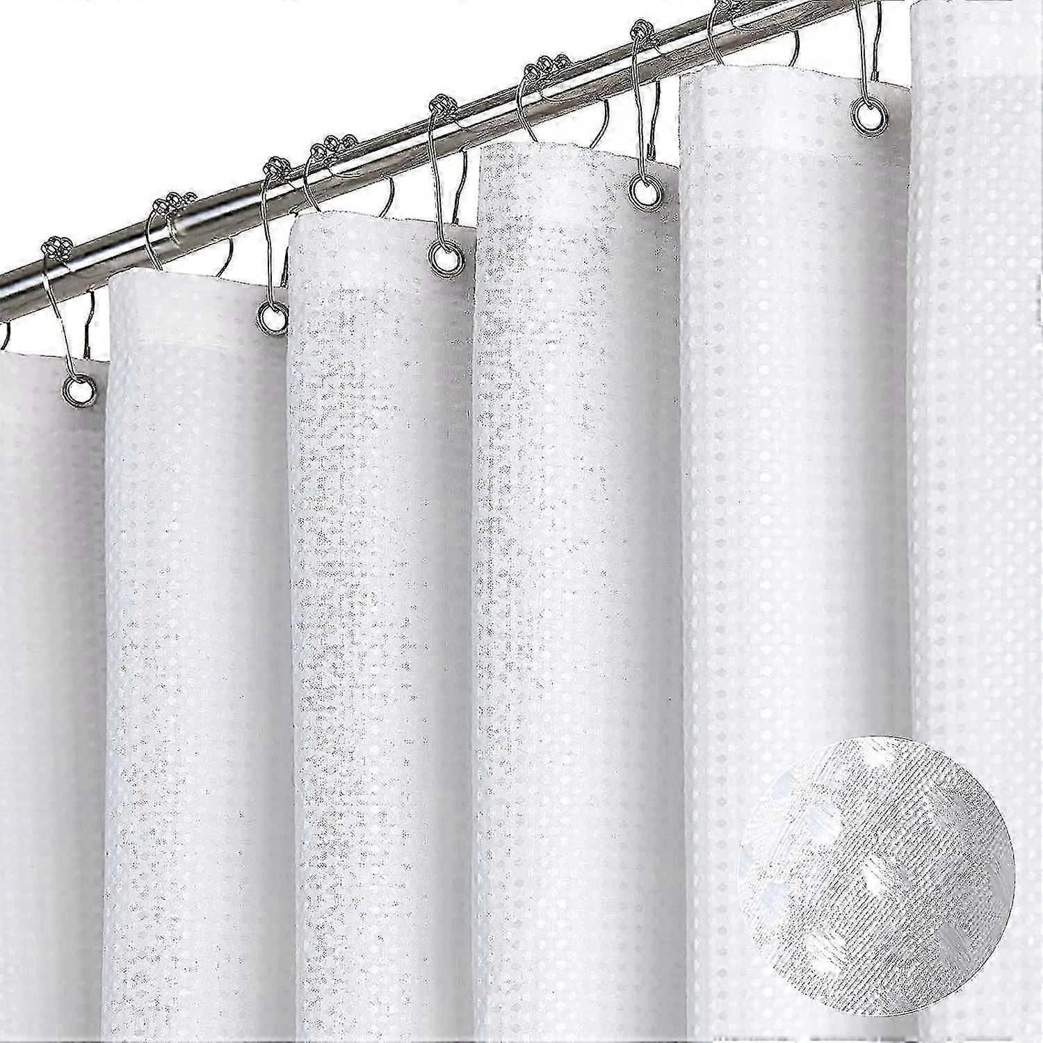 Bathroom Waffle Shower Curtain - Thick Textured Fabric