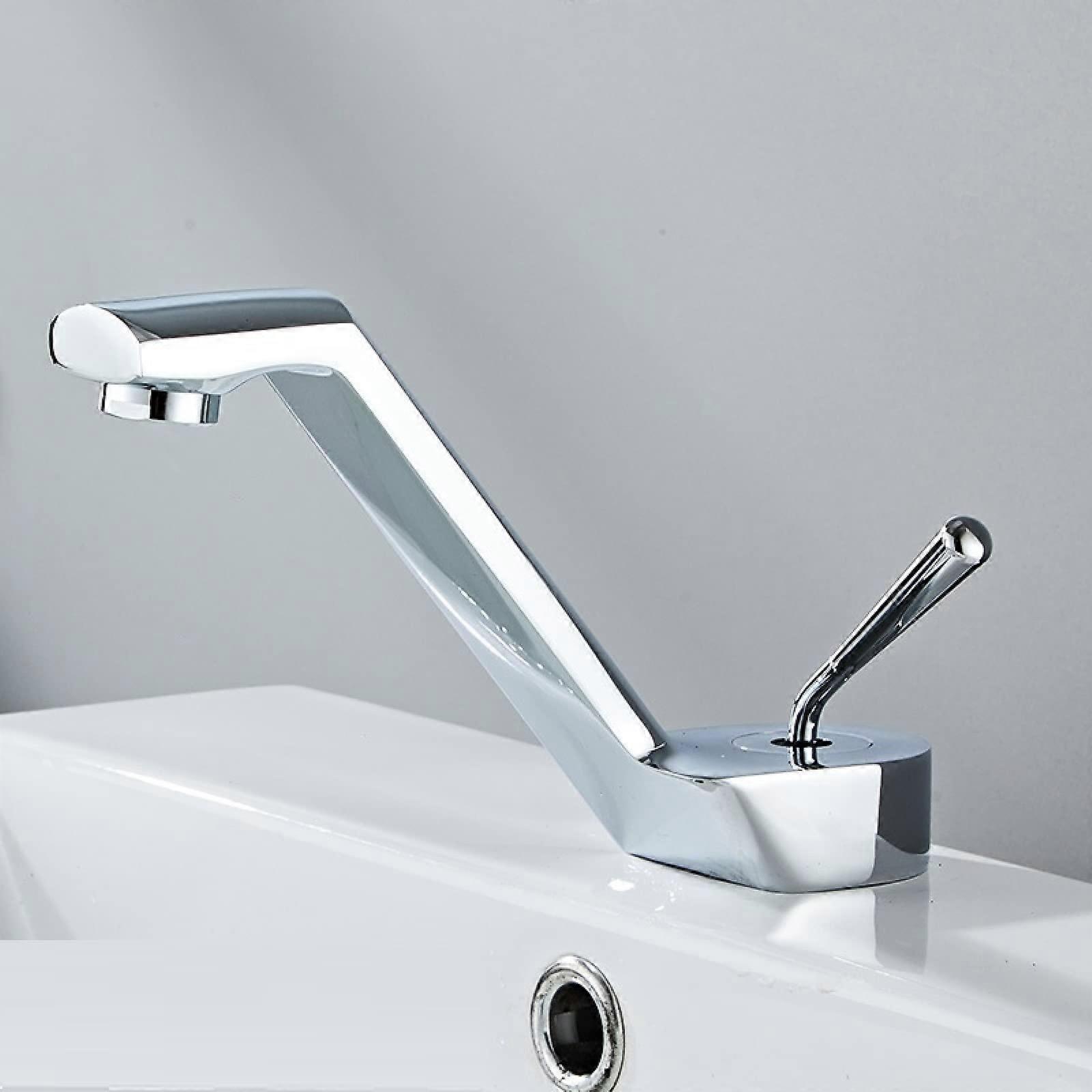 Basin Faucet TwoTone Black and Silver, Hot and Cold Simple Washbasin Faucet for Household Use