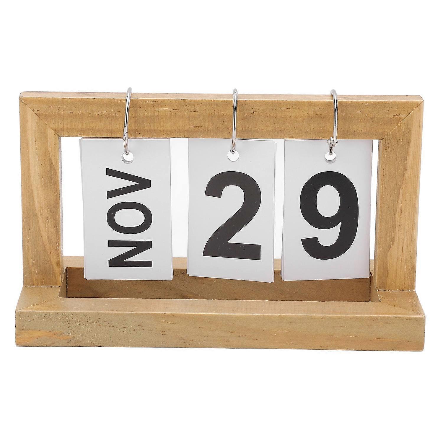 Small Desk Calendar Wood Colour Months Dates Separate Flip Charts Stylish Practical Desktop Decorati