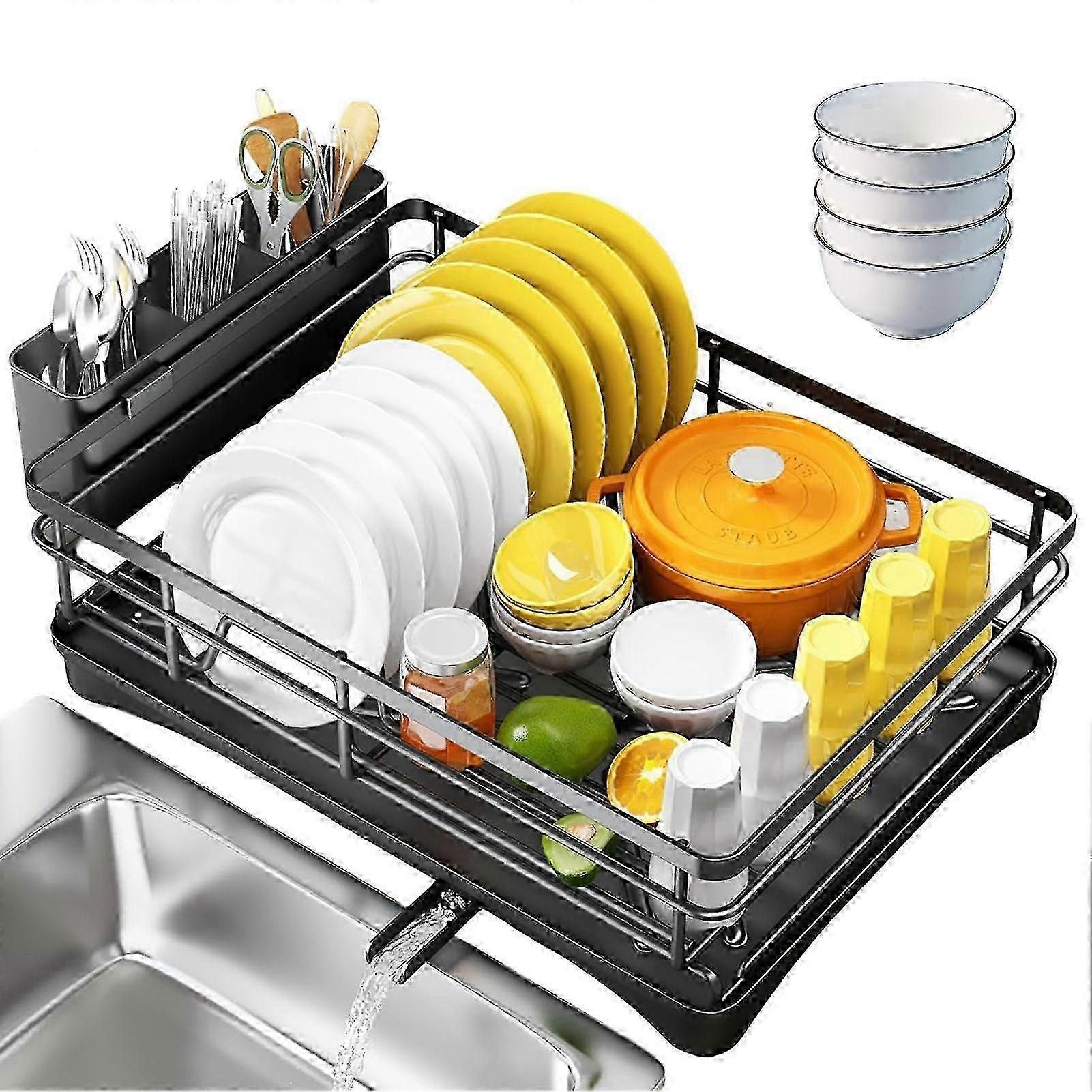 Kitchen Counter Dish Racks Set Spacious Design Large Capacity Plates Rack Suitable for Storing Tableware