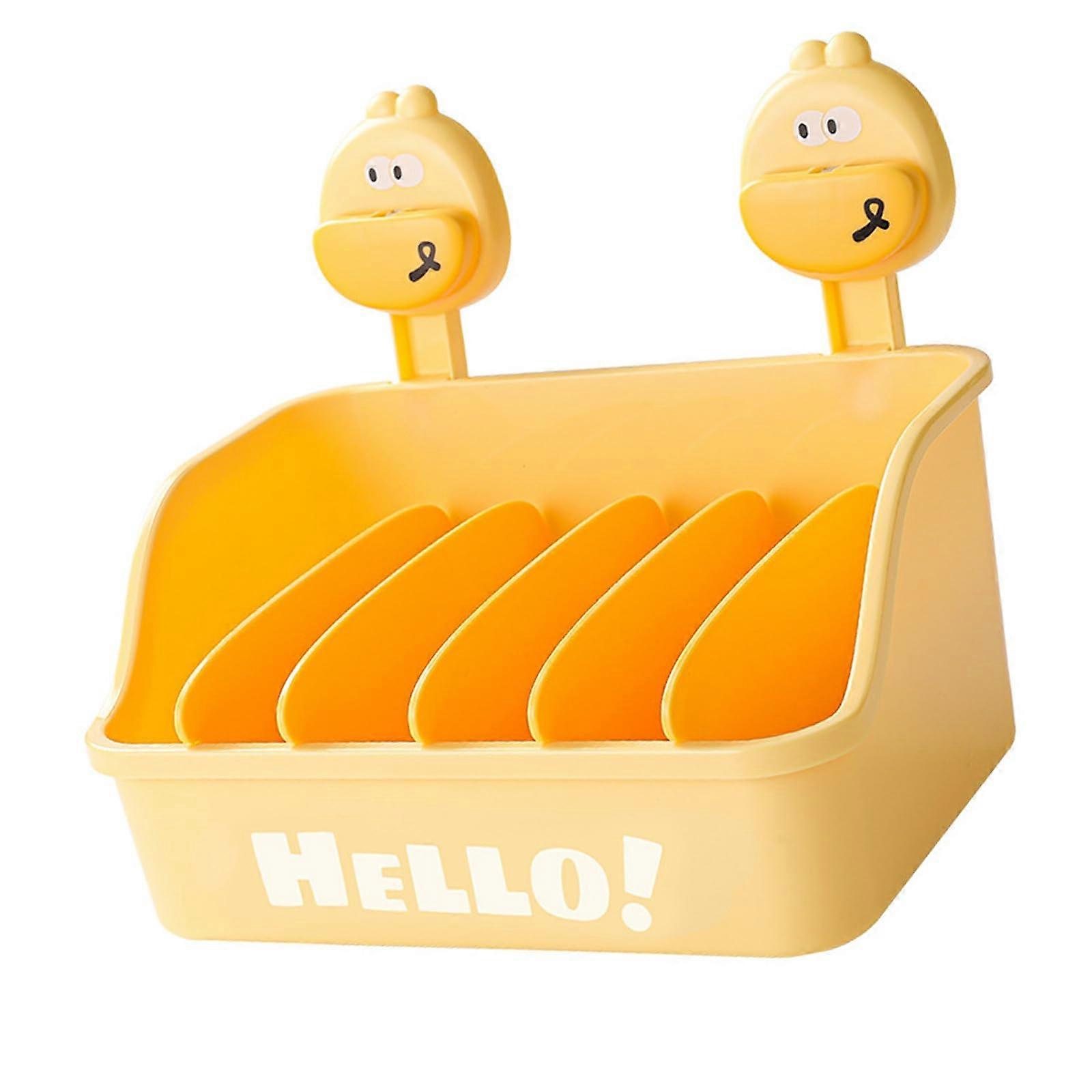 Wall-Mounted Condiment Storage Rack - Multifunctional Bathroom Organizer for Space Saving Seasoning Bottles - Yellow