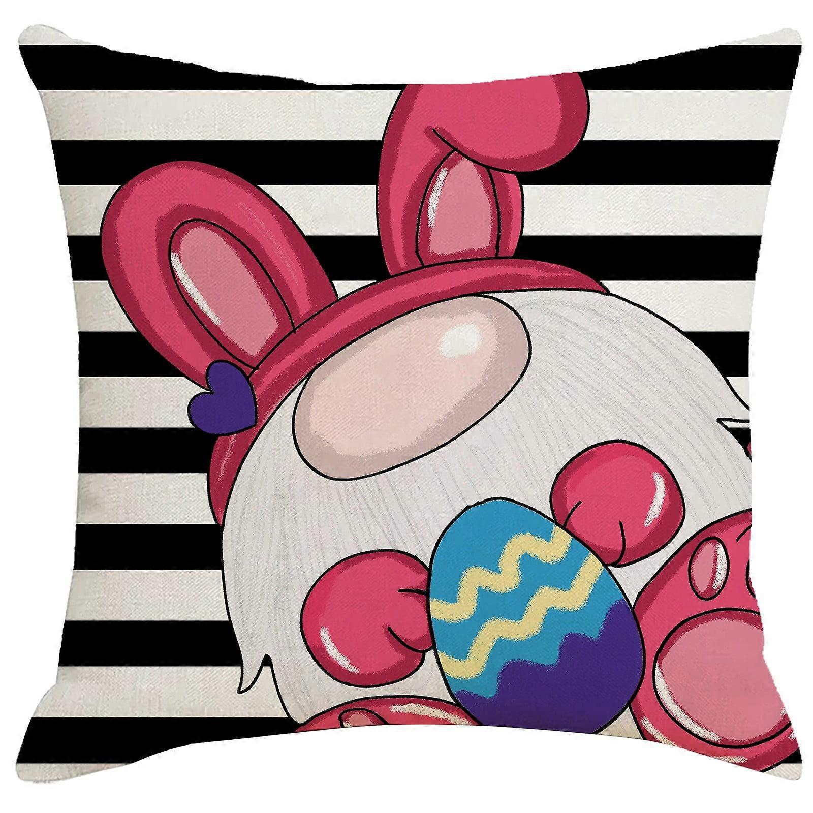 Generic Clearance Pillow Cover for Leather Furniture with Easter Pillowcase Rabbit Egg Polyester Linen Printed Pillowcase Car Sofa Cushion