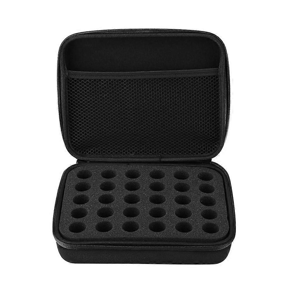 Essential Oil Carrying Case Hard Shell Holds 30 Bottles Travel Size Organizer Portable With Handle Double Zippers Black