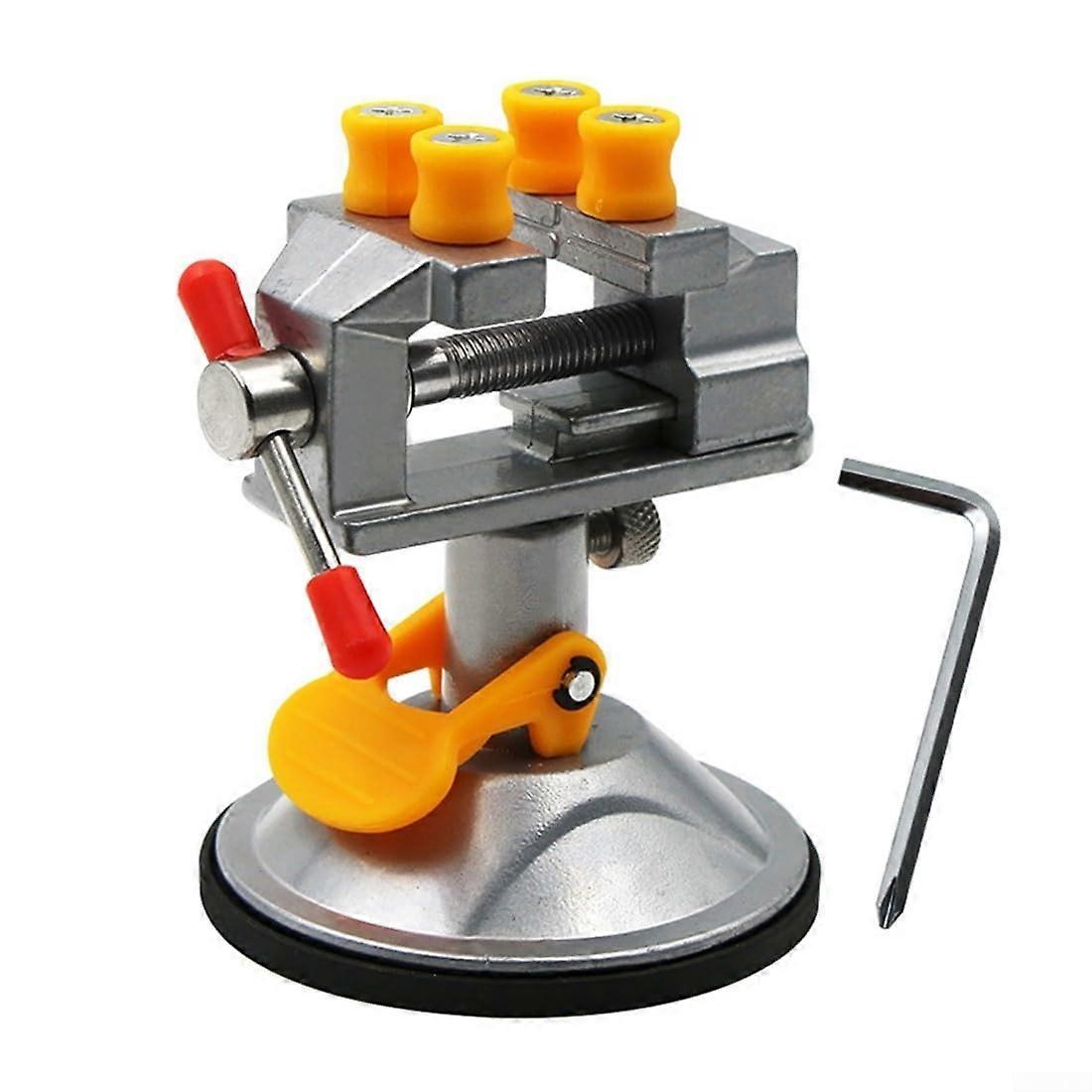 Mini Bench Vise with Suction Base, 360° Rotating Jaw for Jewelry, Craft, Model and Electronics Assembly