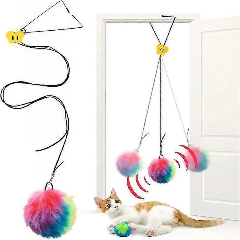 Interactive Cat Toys for Indoor Cats, Self-Play Hanging Door Toy for Kitten, Adjustable Height Exercise Bell Ball to Keep Kittens Active