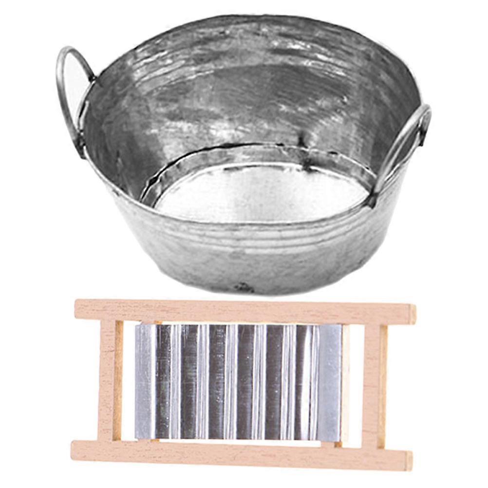 Miniature Basin Dollhouse Washboard for Decoration 1Set Accessory