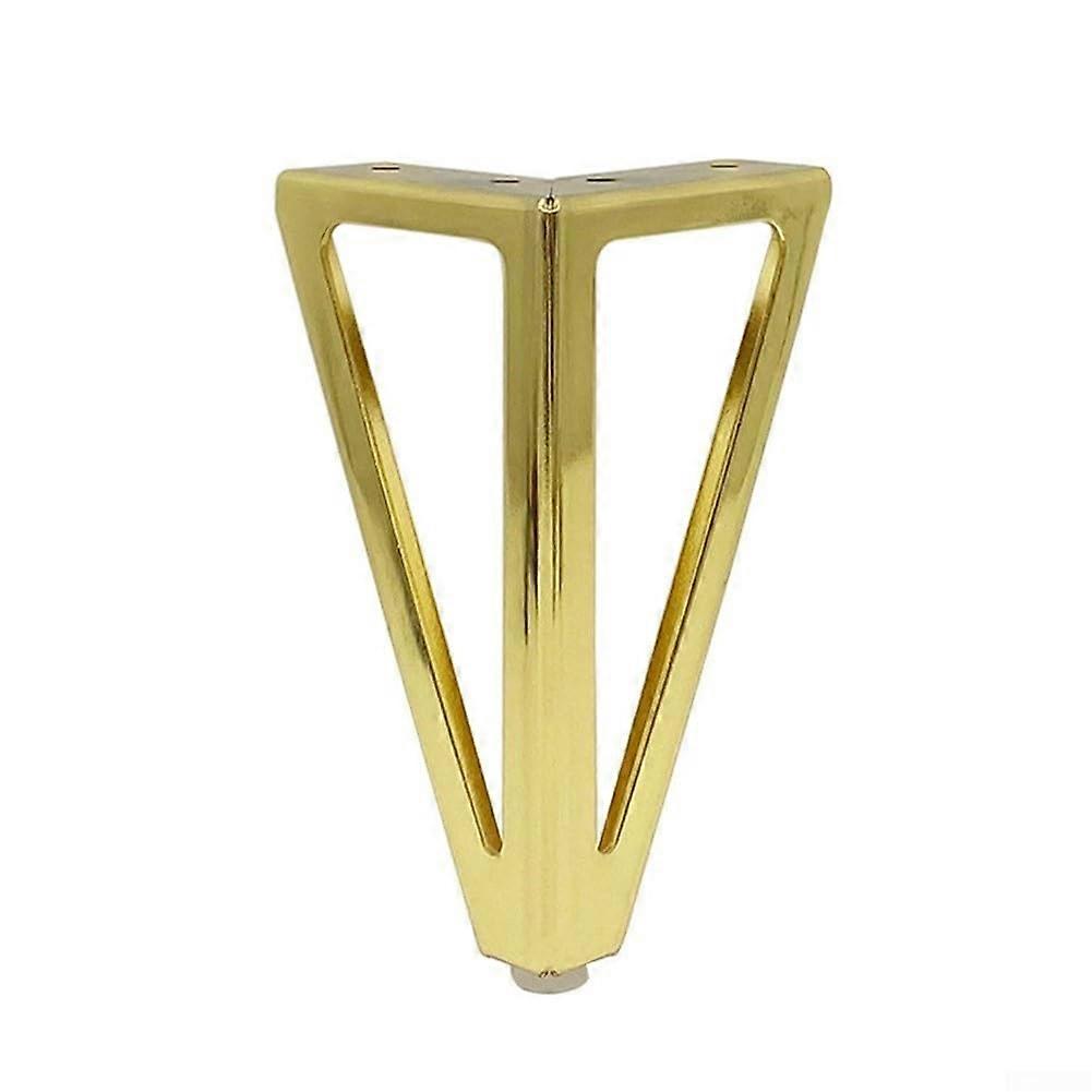 4 Pack Gold Metal Furniture Legs with Triangular Design and Non Slip Pads for Tables Sofas Beds Cabinets