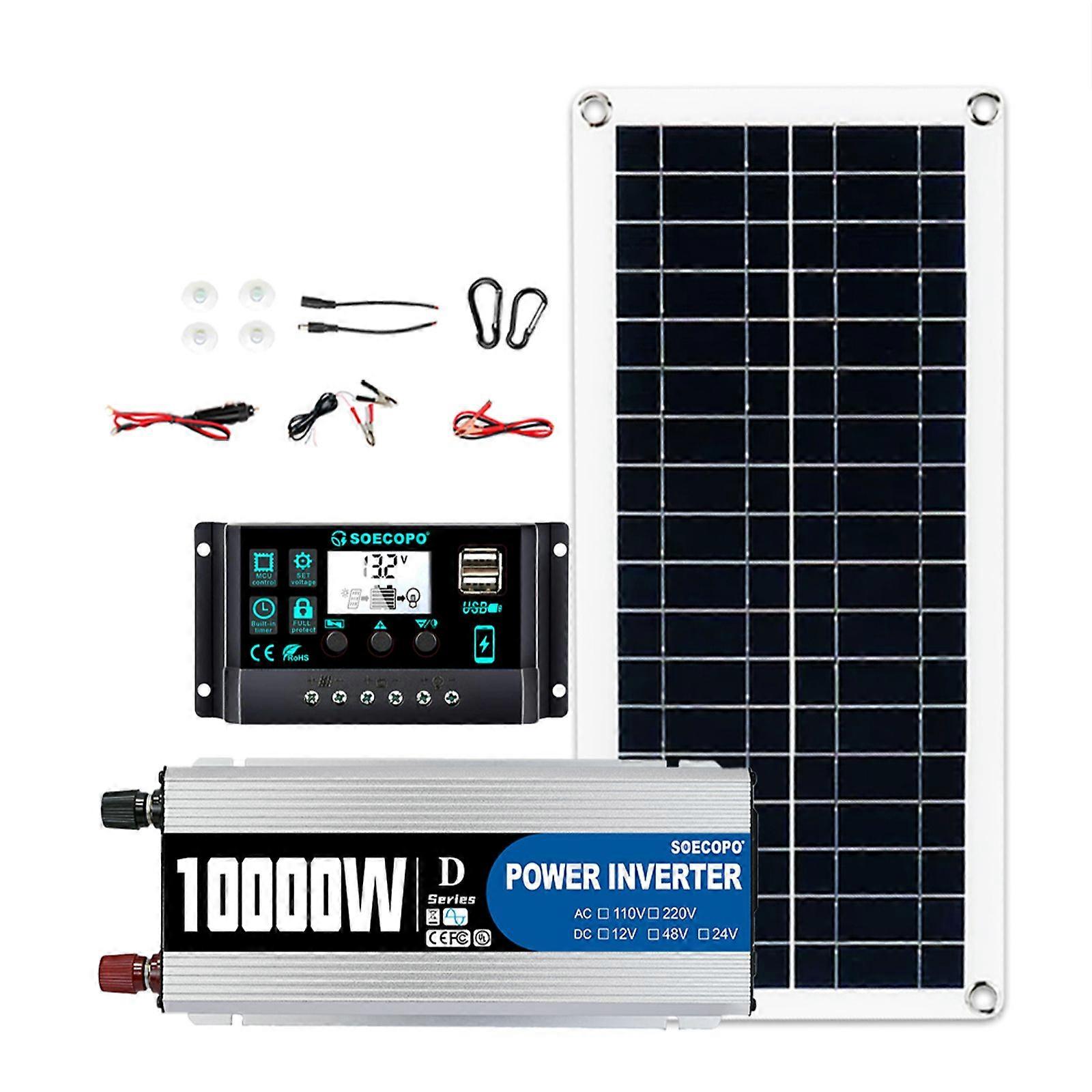 Solar System 10000W Complete Kit for Home Camping with 200W Panel Solar Power, 12V To 220V 100A Controller