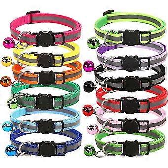 12pcs Reflective Pet Collars with Breakaway Design - Soft and Adjustable Identification Collars for Dogs and Cats in Random Mixed Colors