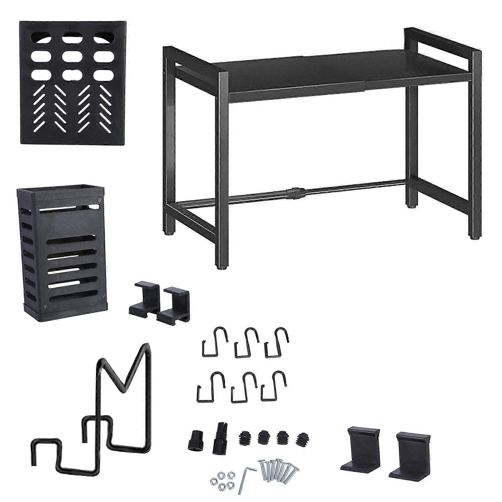 Versatile Microwave Stand with Expandable Designs Kitchen Counter Organizers with Hooks Carbon Steel Constructions Multicolor