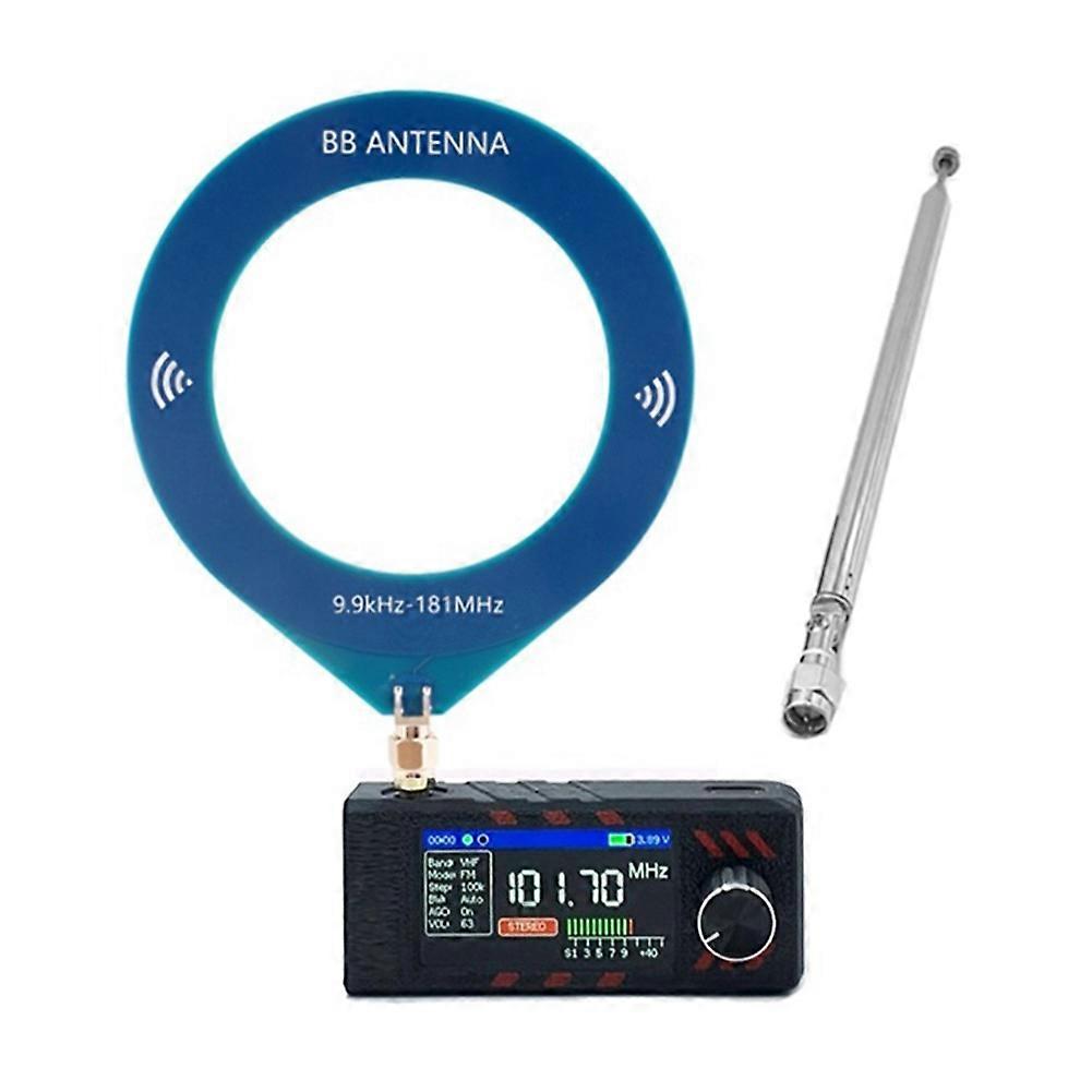 SI4732 0.5-108MHz Portable Radio 1.9inch IPS Screen Pocket Mini Radio with 9.9KHz-181MHz Loop Antenna