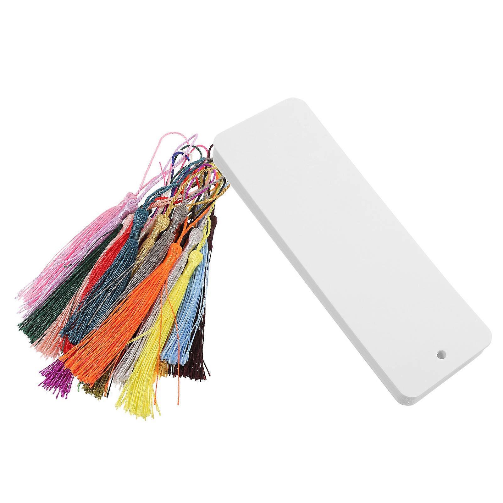 Blank Paper Bookmark for Finding Place in Book 24Pcs with Tassel White