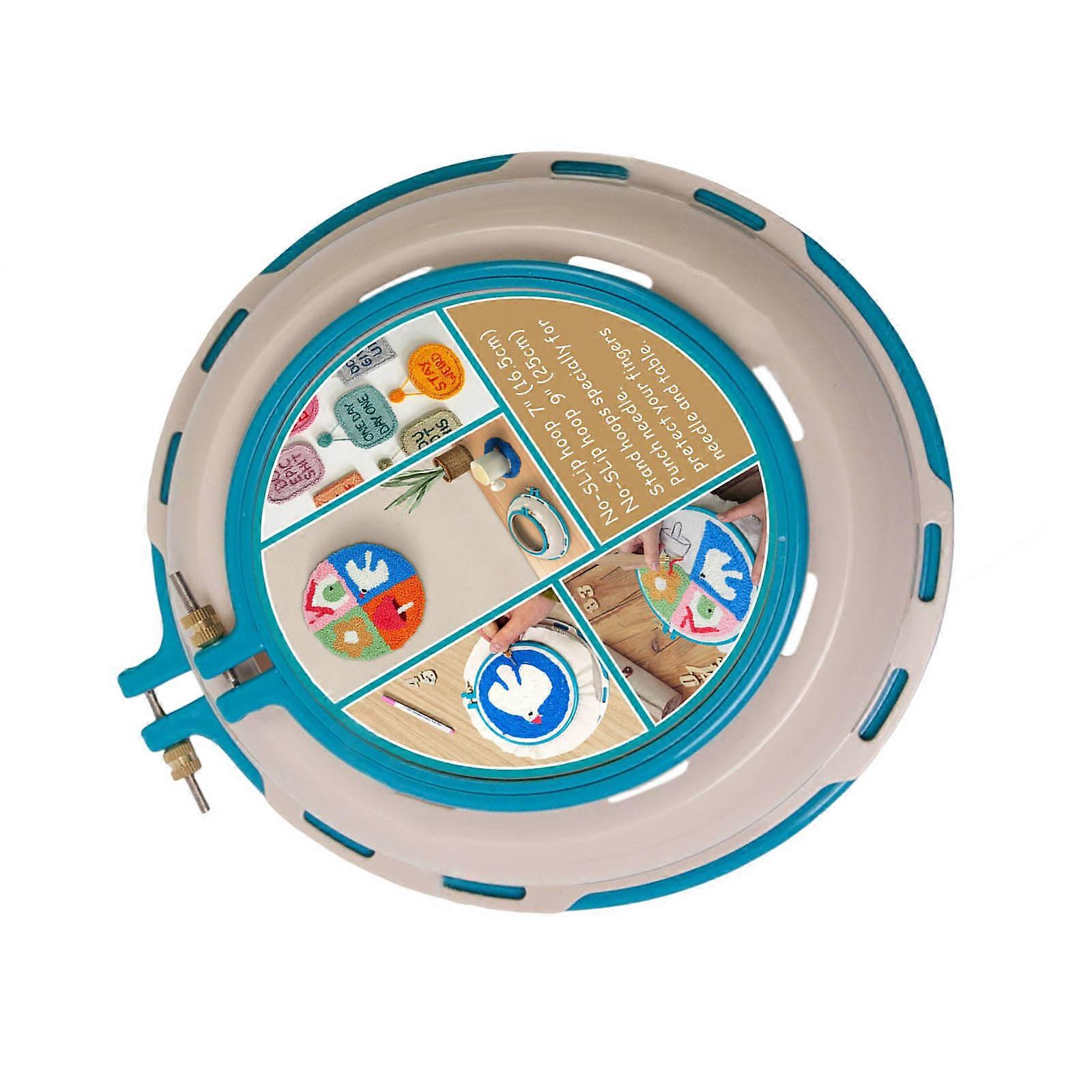 Round Quilting Frame Double Layer Embroidery Frame Round Embroidery Frame for Embroidery Quilting DIY Craft  Lake Blue