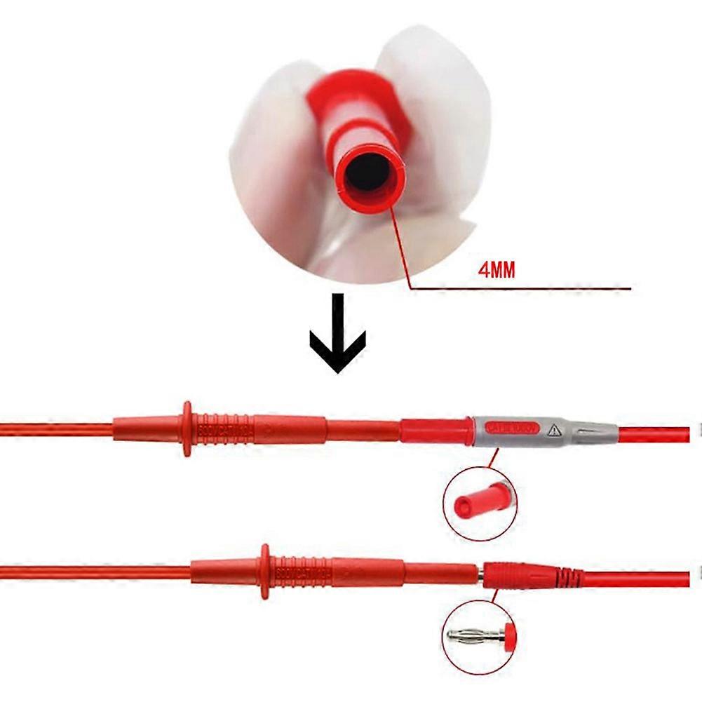 600V10A Multimeter Test Leads Cable Back Probe Tip 4mm Interface Length 24 Centimeters