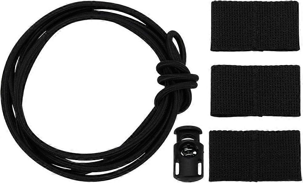 1 Set Black Tactical Flag Bungee Elastic Fastener Strap Shock Cord Retention Nylon with Plastic Outdoor Strap Retention Molle Webbing Loop Cord Lock S