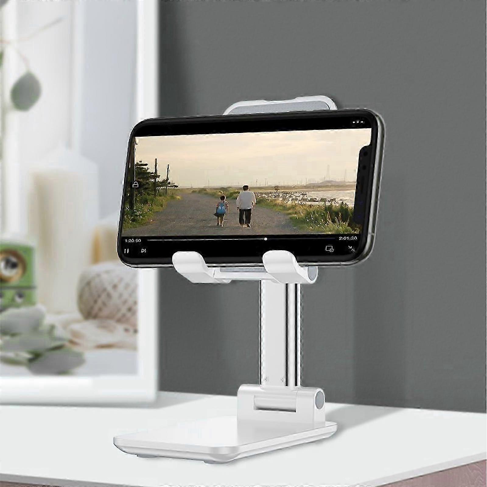 Foldable Desk Hold Adjust Cellphone Stand Foldable Mobile Phone Hold Desktop Phone Stand Plastic for Mobile Phones White