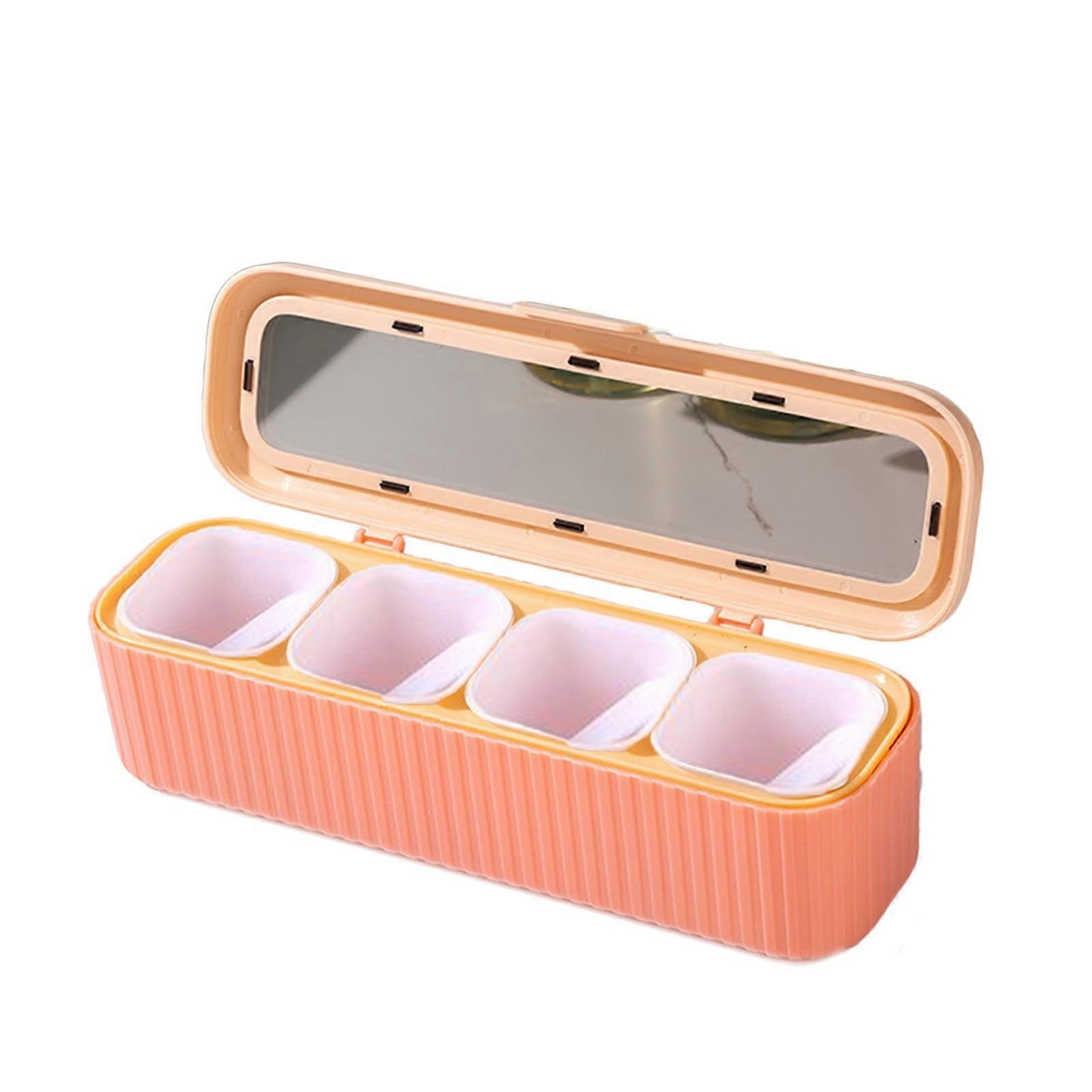 4 Grids Seasoning Box Spice Jar Kitchen Organizer and Storage Spice Jars Clean Combination Seasoning Box Pepper Shakers Container Spice Container Set