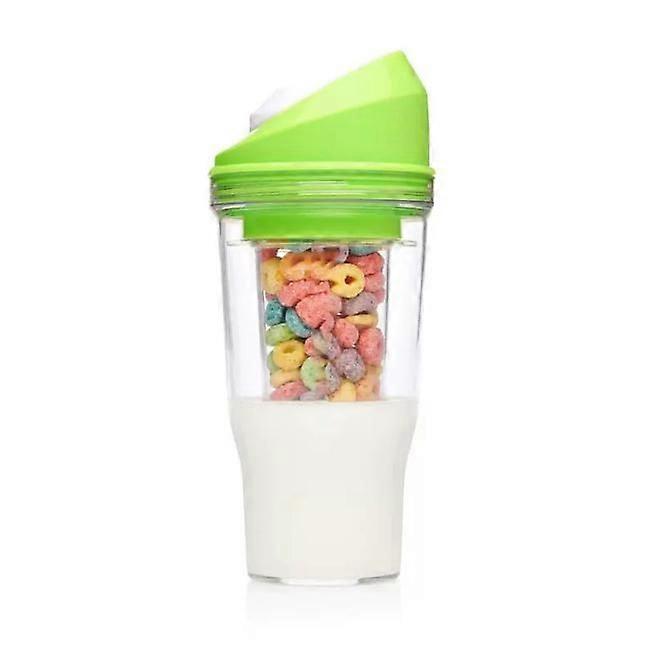 Portable Plastic Cereal Cup for Breakfast On the Go, To Go Cereal and Milk Container, 0 Spoon or Bowl Required