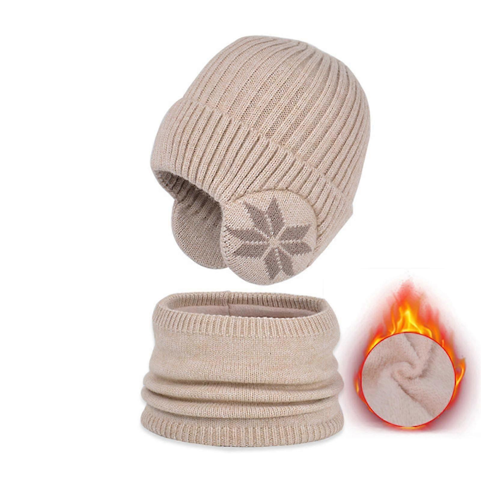 Velvets Hat with Ears Pad Windproof Warming Knitting Beanie for Party