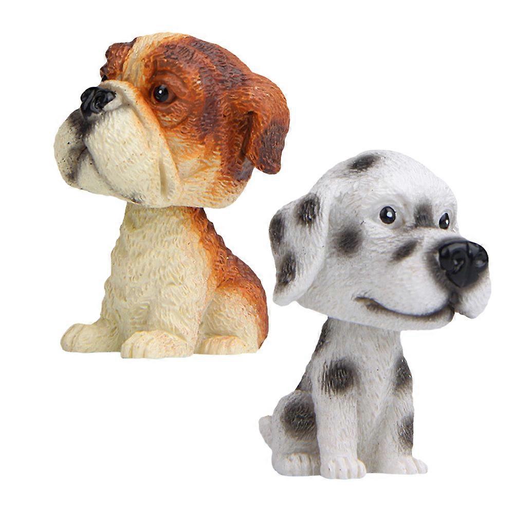 Creative Car Accessories Bobblehead Dog Model for Dashboard 2Pcs Decor