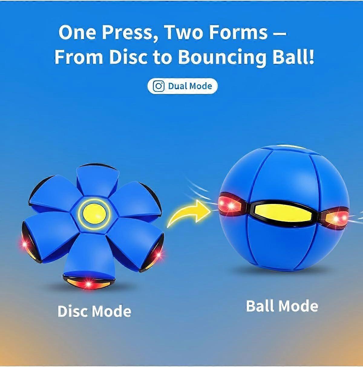 Quality Dual-Form Magic Metaball & Flying Saucer - Switchable Bouncing Ball Toy with 6 Led Lights for Kids - Magic Bounce Pop up Light up Ball Parent-