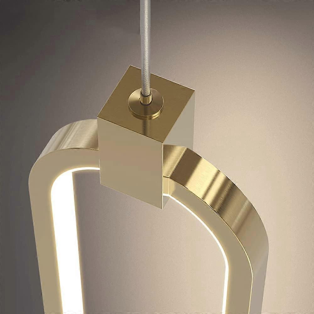 Chandelier Copper LED Light Fixture Acrylic Drop Ceiling Lamp Modern Ring Pendant Lighting 2Light