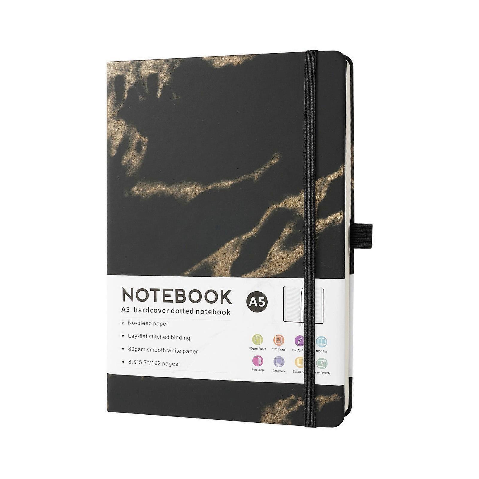 Yuseik Clearance Marble Elastic Band Notebook Black Black, Notebook, (Marble Pattern A5 Notebook*1)