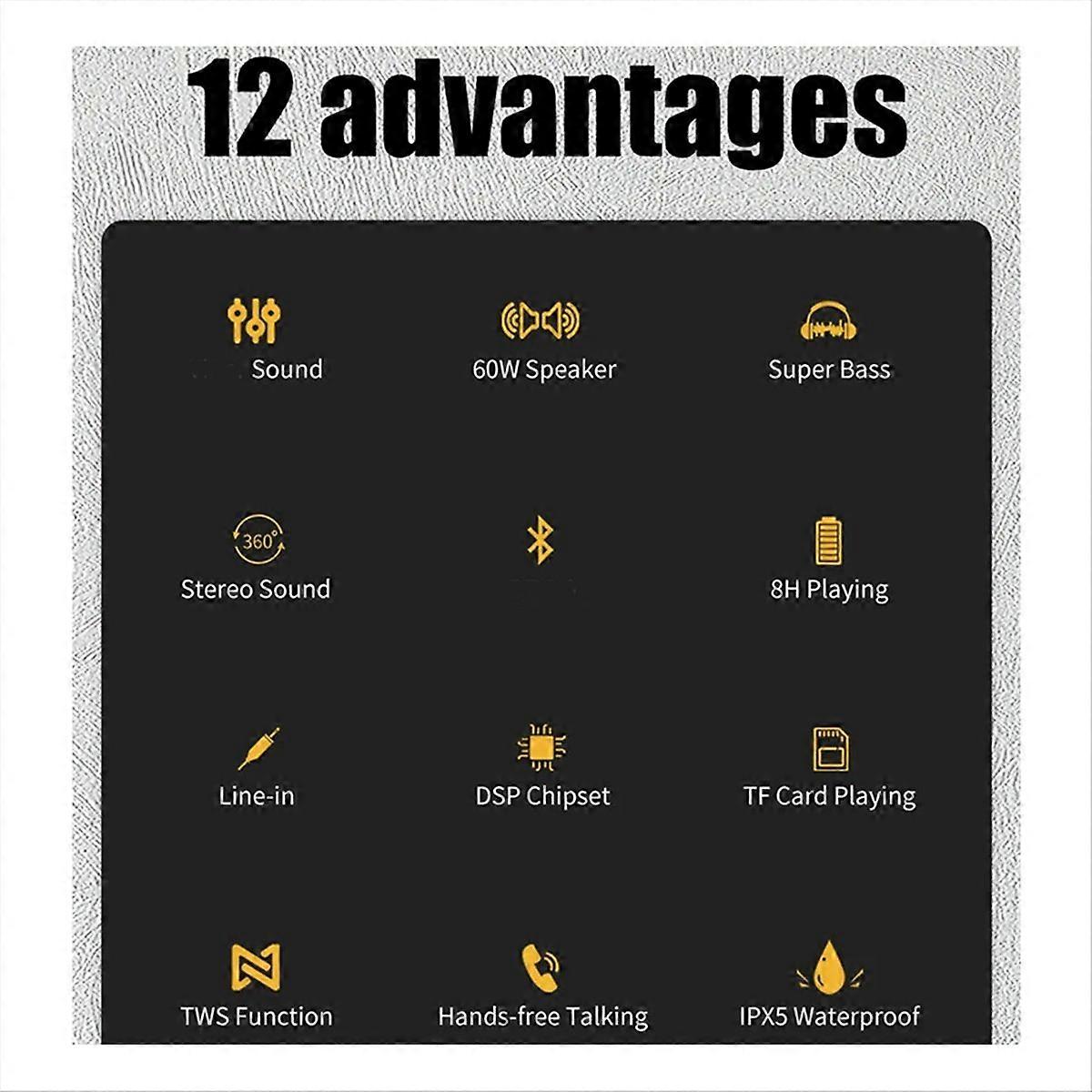 60W Bluetooth Speaker Wireless Portable Subwoofer