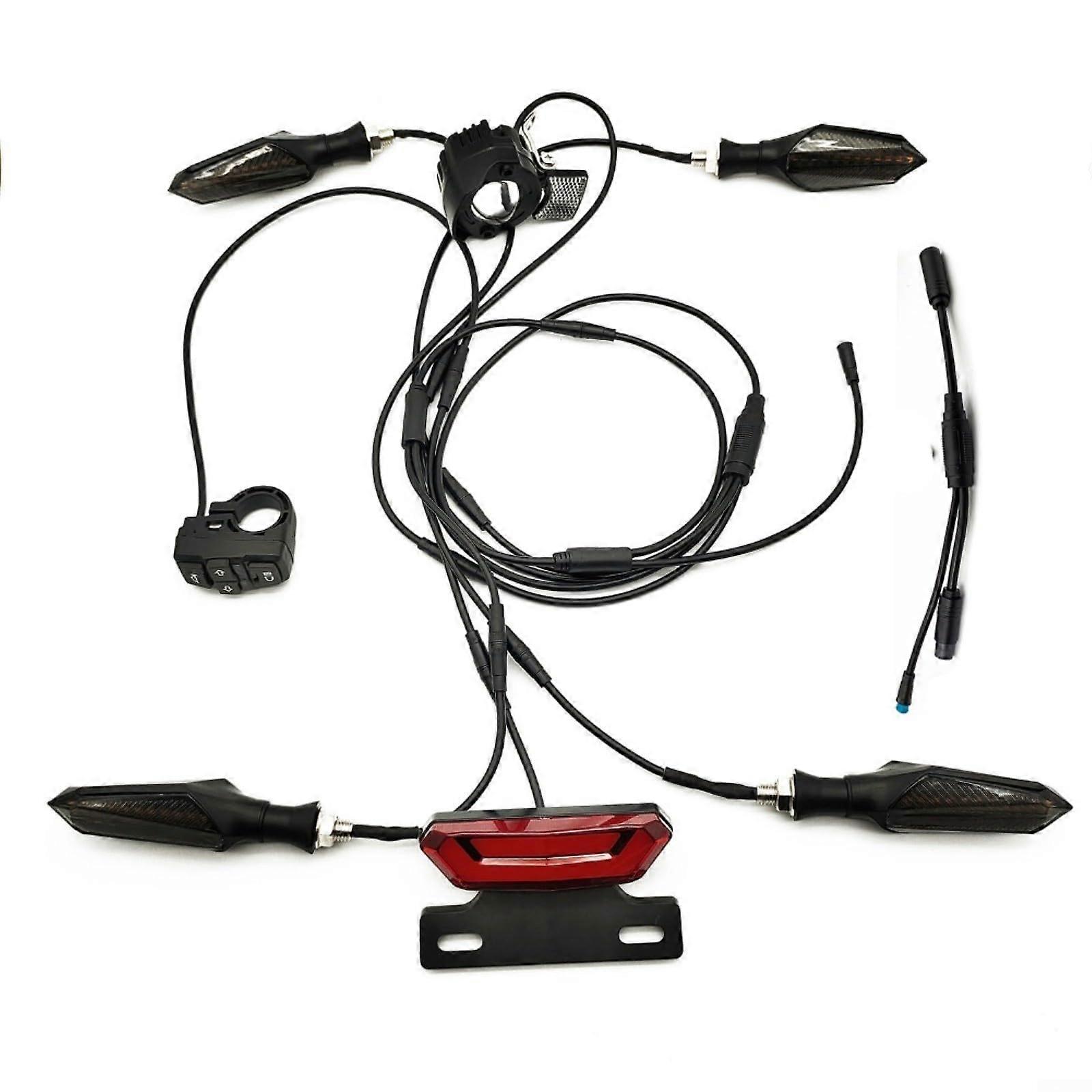 Ebike Lighting Kit with Bright LED Headlight and Flowing Turn Signals, Waterproof 36V 48V 52V