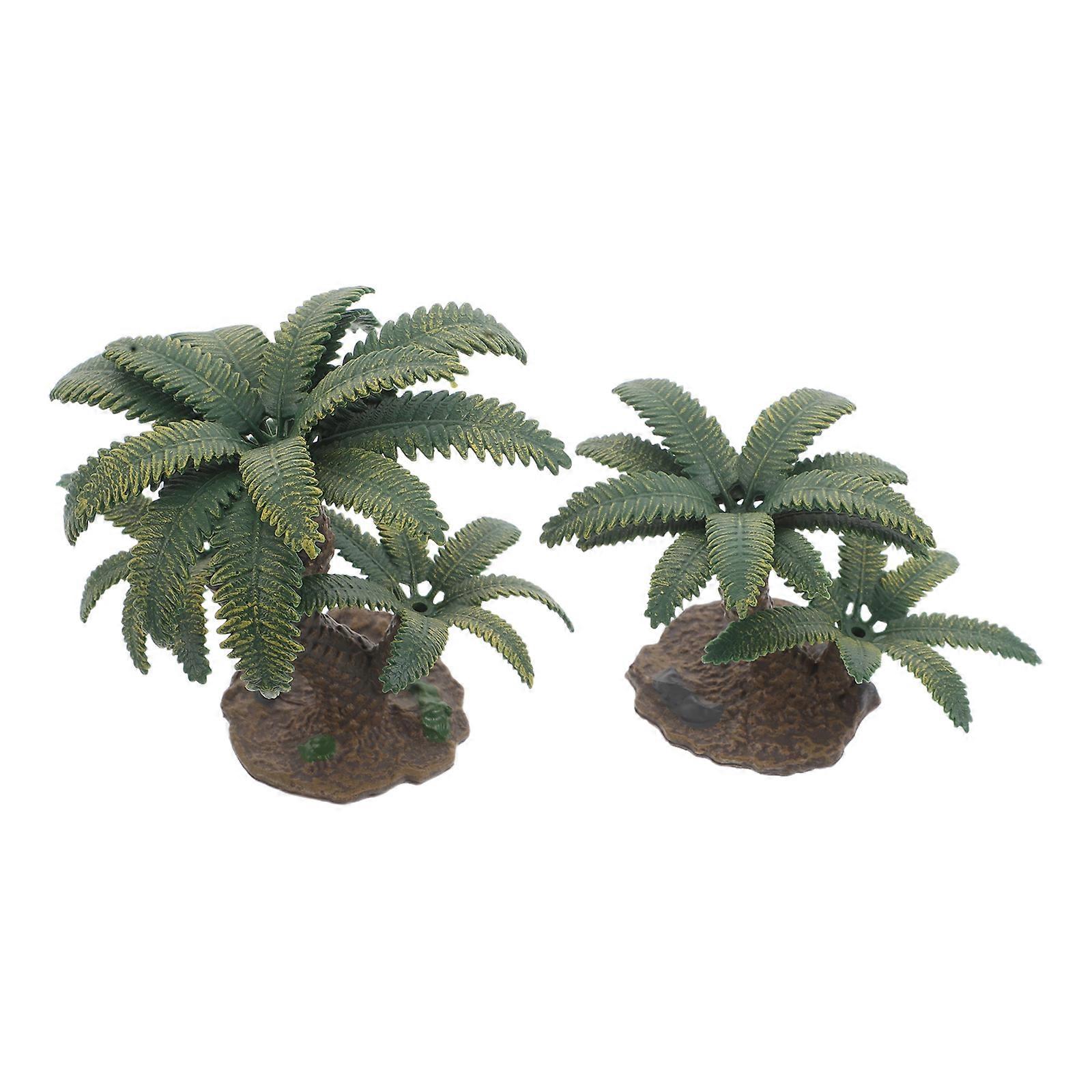 Miniature Tree Model for Decor 2Pcs Tropical Plastic Trees with Realistic Design