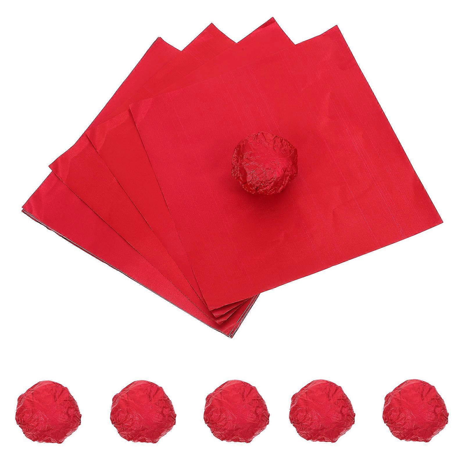 Godispapper Röd Aluminiumfolie Chokladpapper för Packning 100st