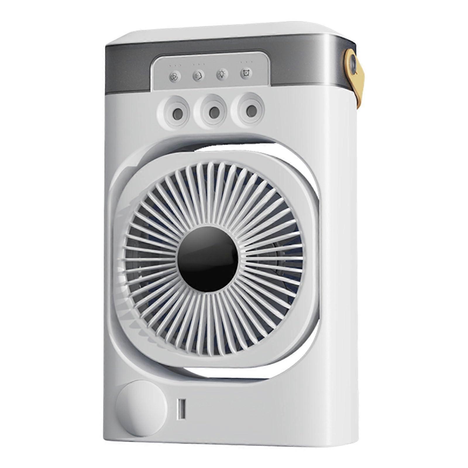 Portable Air Cooler with Mist Humidifier, USB Rechargeable Fan, LED Light, 3 Speeds, White