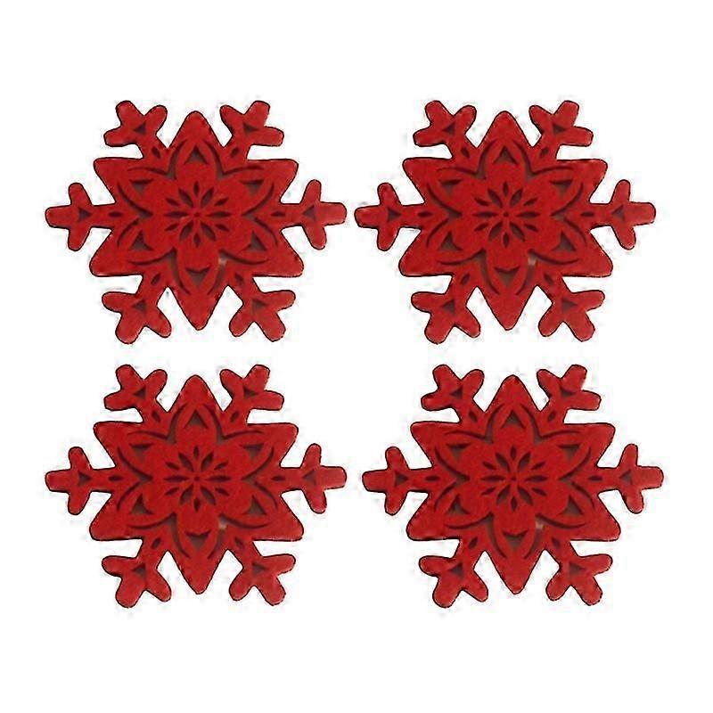 4Pcs Snowflake Felt Coaster Cup Mat Coffee Tea Placemat Kitchen Accessories