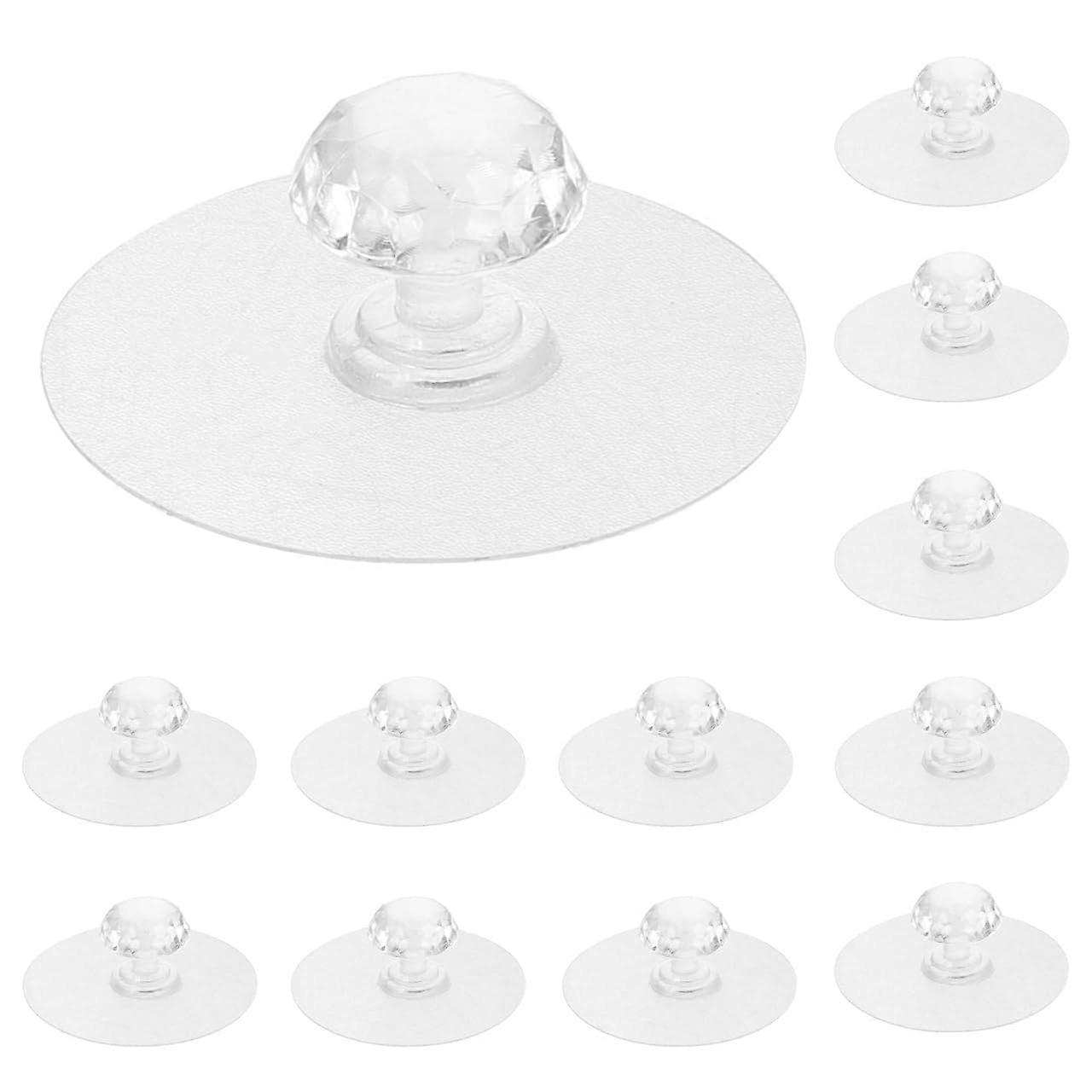 Adhesive Cabinet Handles Clear Stick On Drawer Knobs NoDrill for Kitchen Wardrobe 1.96 Inch