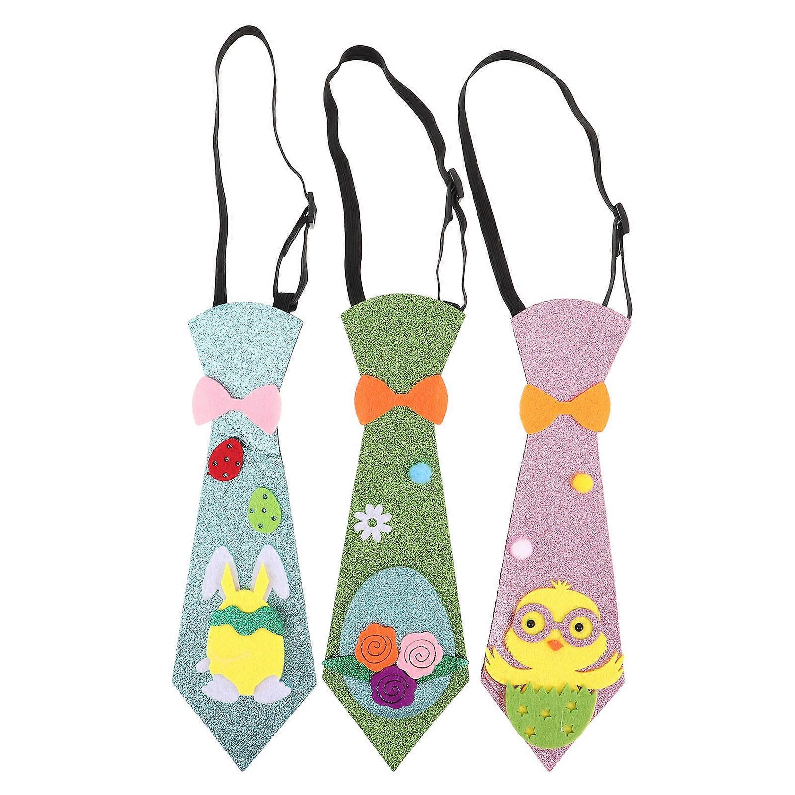 Glitter Easter Bow Tie for Men and Kids Pre-Tied with Bunny Pattern 3Pcs