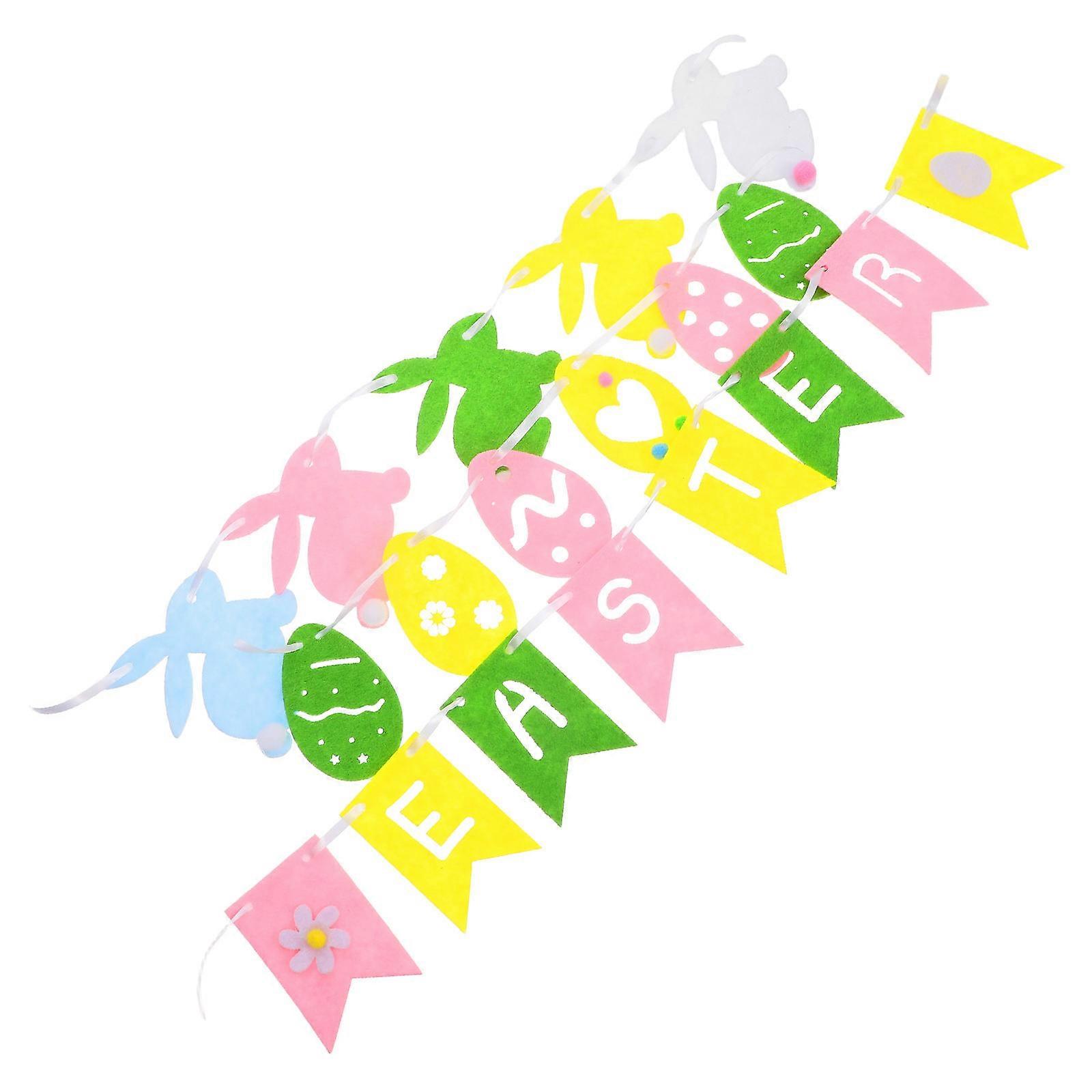 Easter Felt Bunny Banner for 3Pcs DIY Party Background Decorations