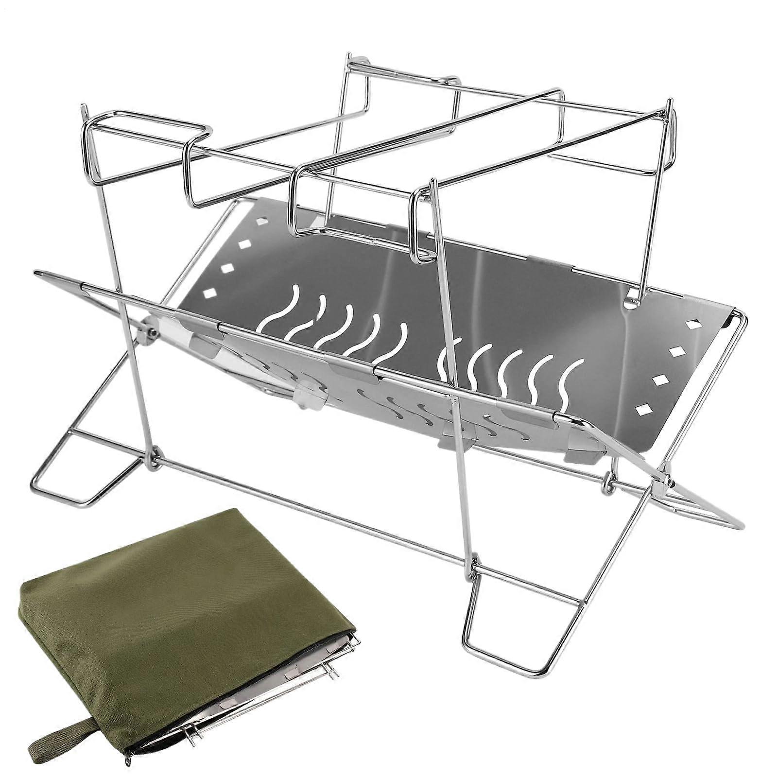 Portable Camping Fire Pit with Foldable BBQ Grill Stand, HeatResistant for Outdoor Cooking