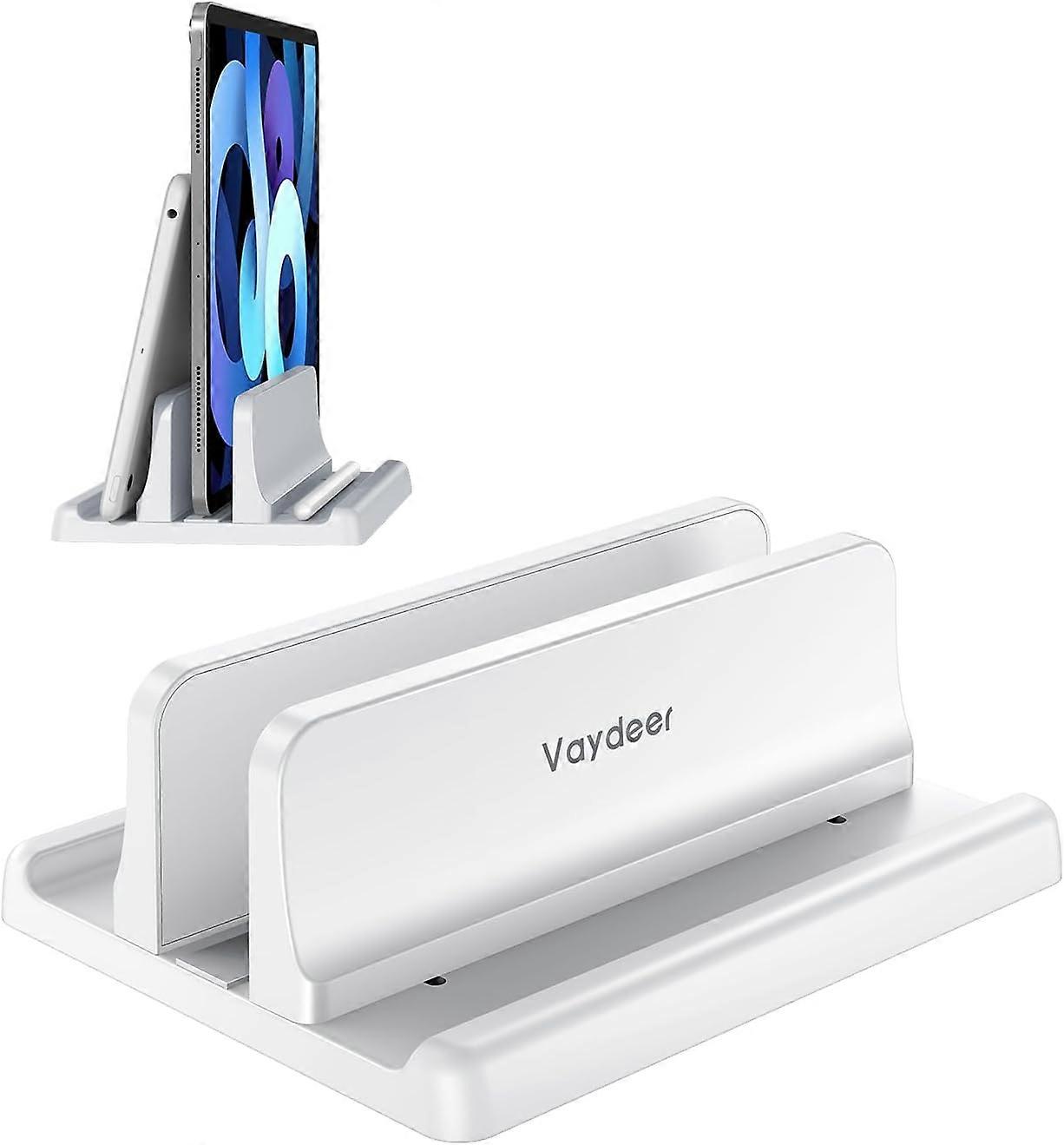1pc Vertical Laptop Stand Holder Plastic Adjustable Desktop Notebook Dock Space-Saving 3 in 1(white)