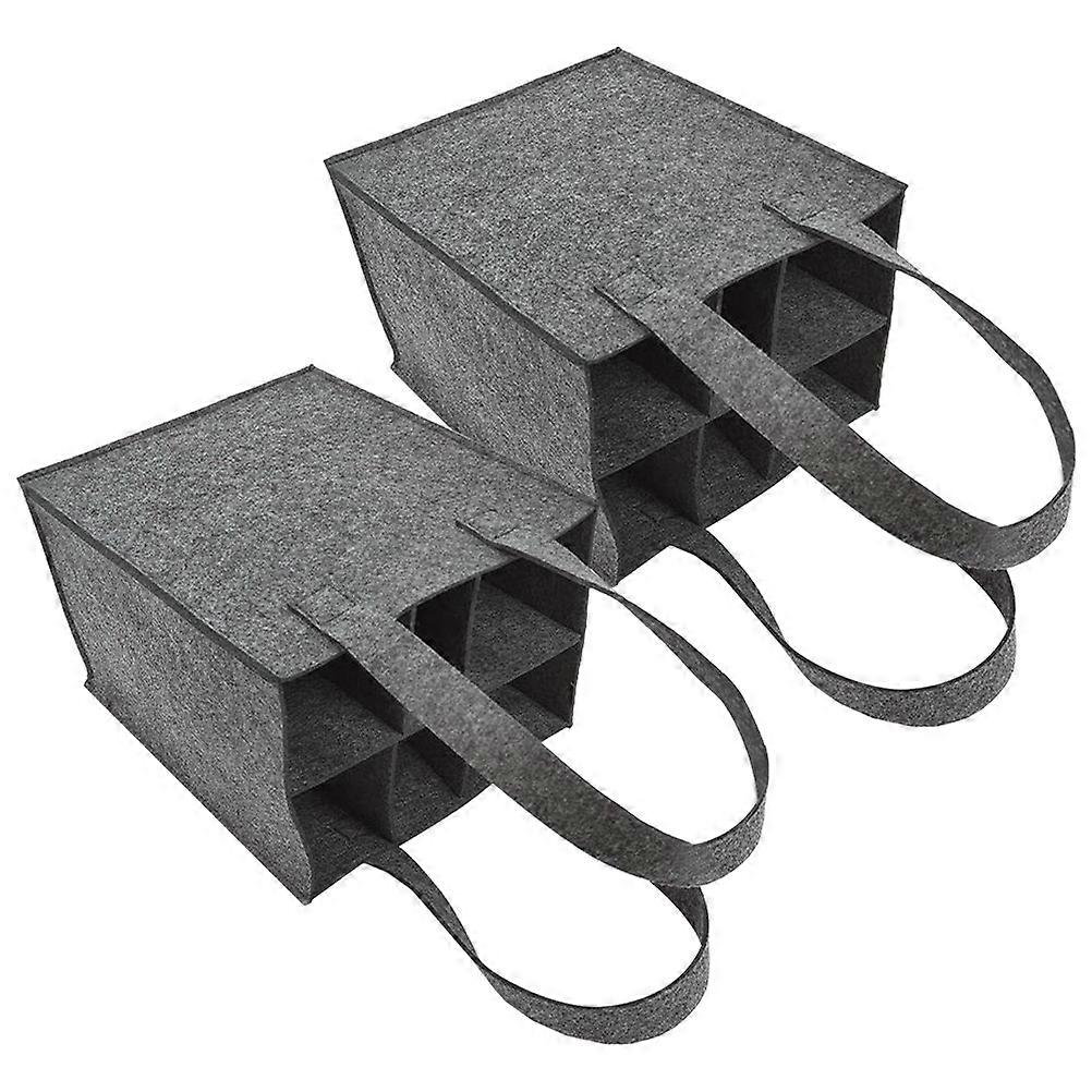 Grey Felt Red Carrying Bag for Storage 2Pcs Bag Party