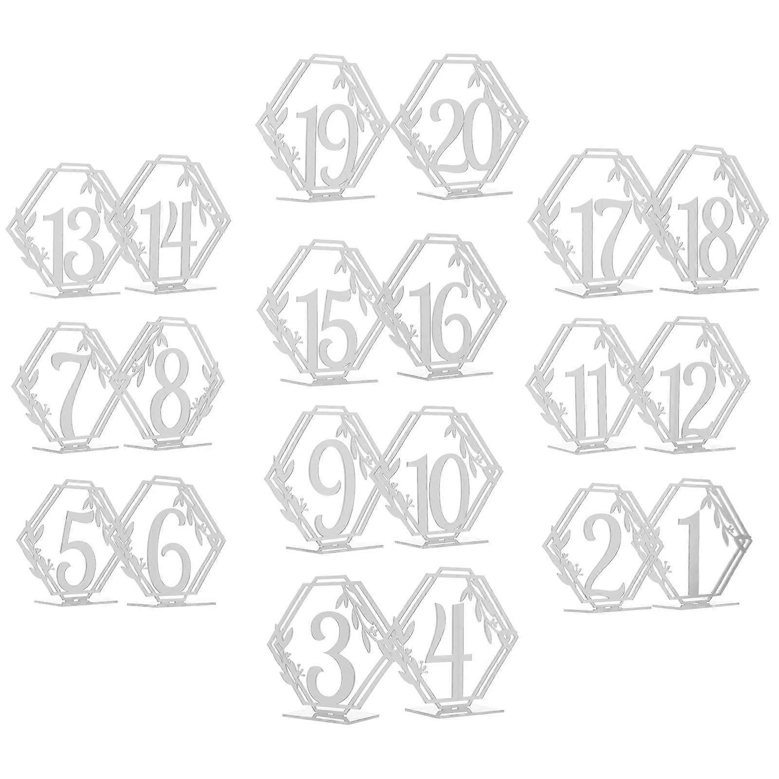 Wedding Table Number Signs Acrylic Reserved Double-Sided 40 Pieces Set