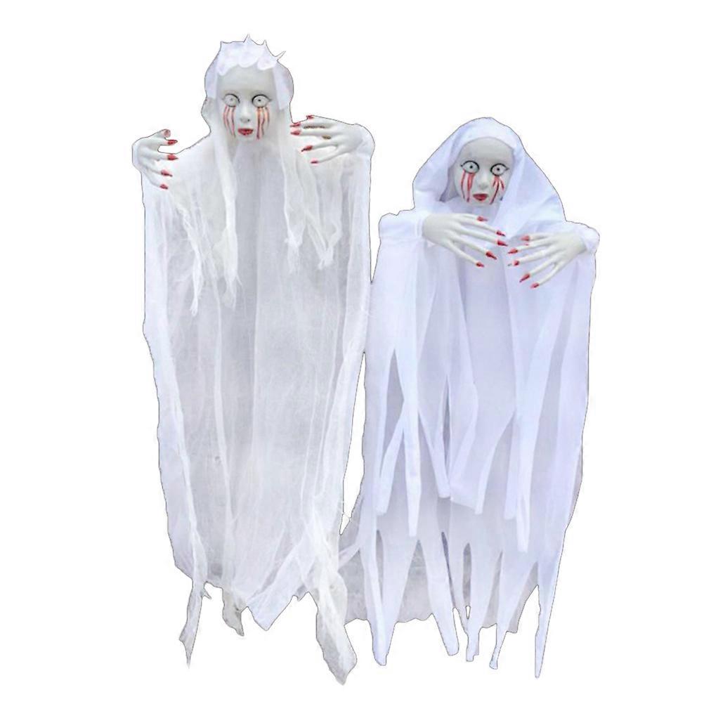 Halloween Ghost Animated Prop Hanging Scary Ghost Costume White