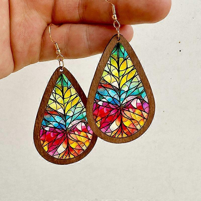 Colorful Acrylic Teardrop Dangle Earrings Tree 82mm