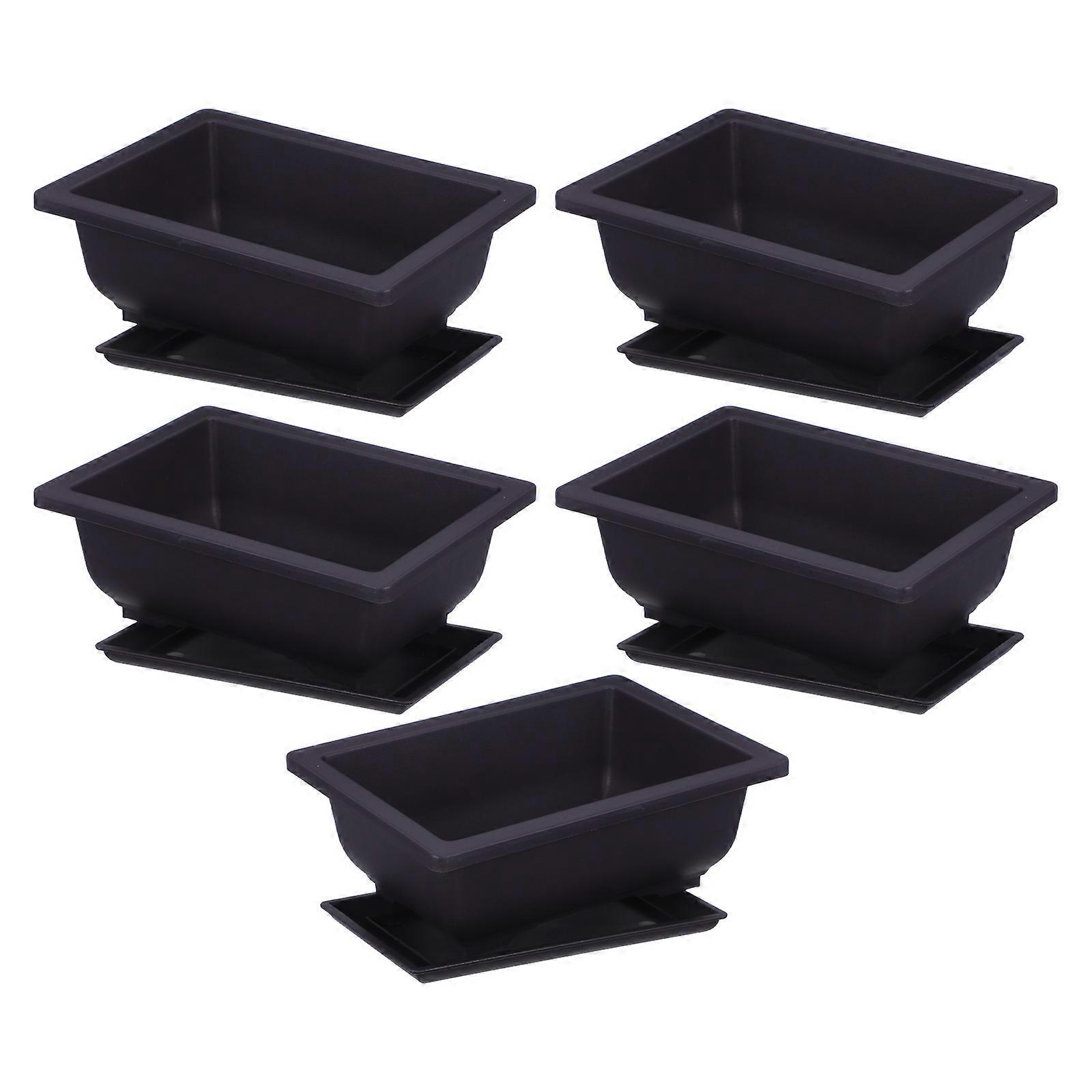 Retro Plastic Flower Pot Rectangular Planter for Succulents 5Pcs Pack