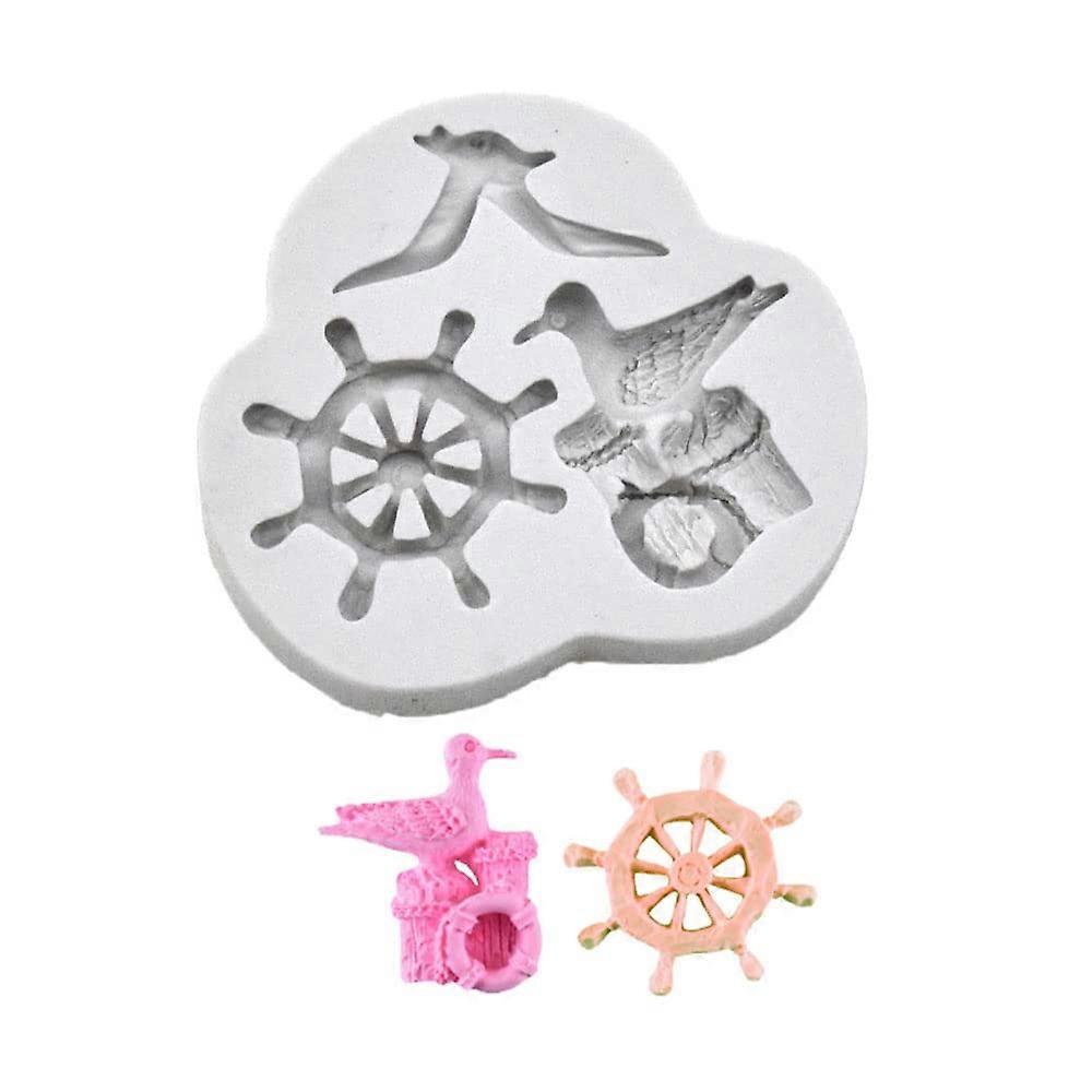 Silicone Candy Mold Nautical Beach Seagull and  Wheel for Ocean Theme Cake Decorating
