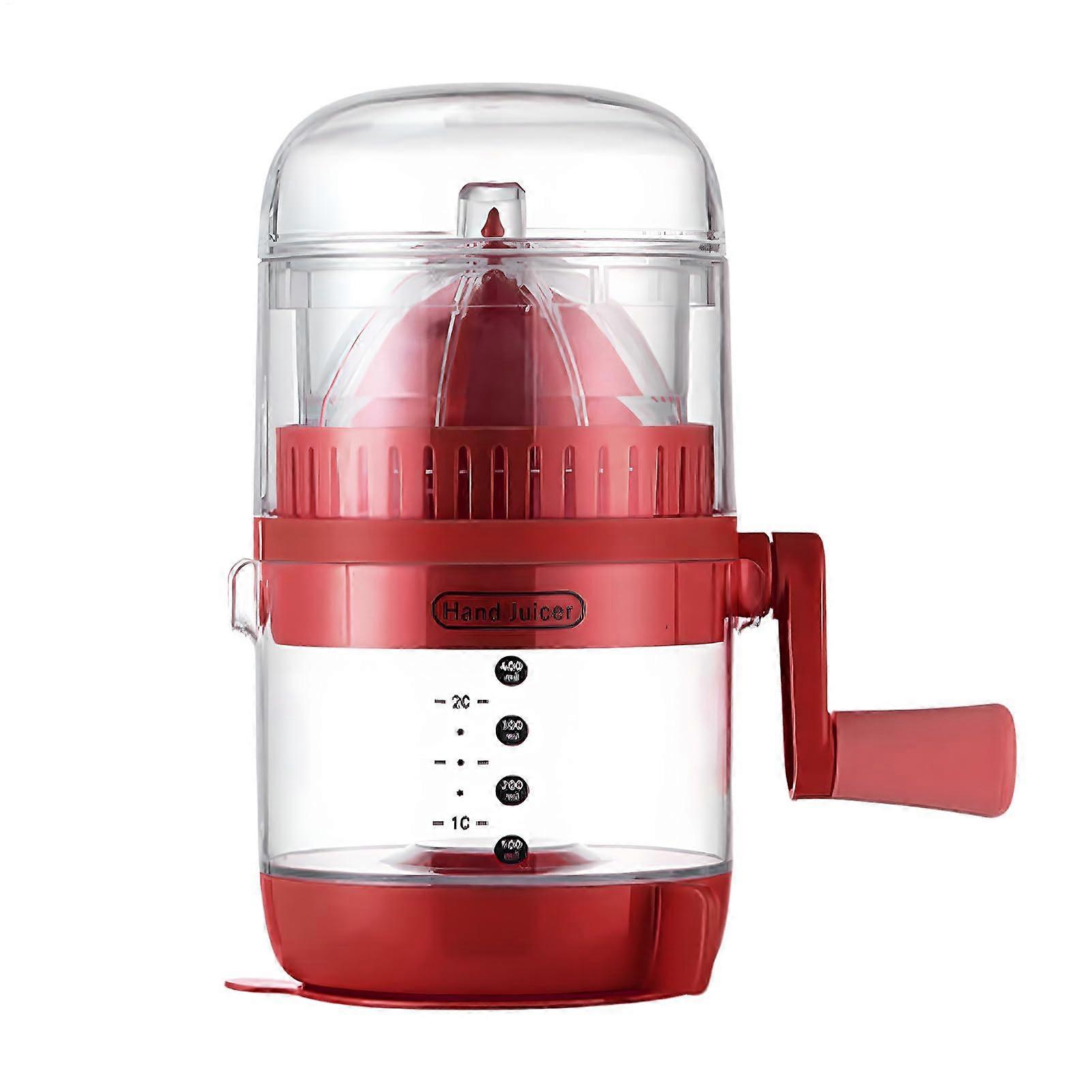 Manual Hand Juicer with Handle, Compact Citrus and Fruit Squeezer, Easy Clean Red Extractor