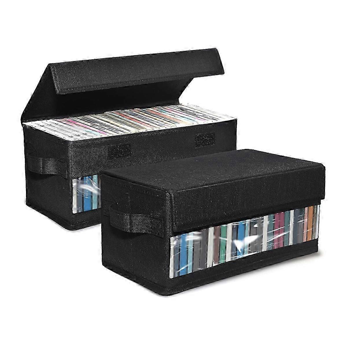 2pack CD Storage Boxes,CD Case Storage, Container Holds