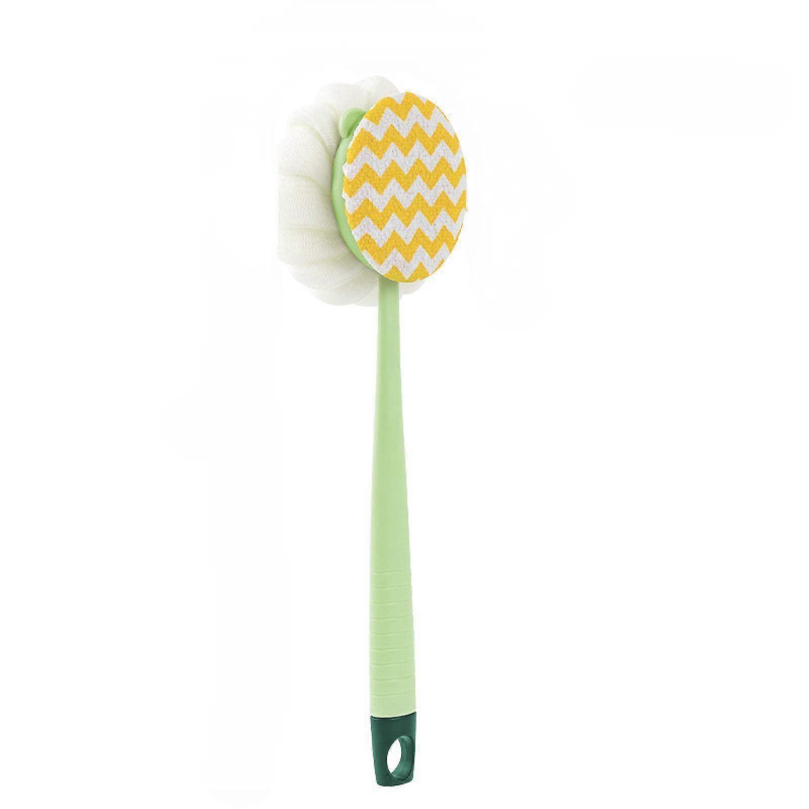 Bath Brush with Long Handle DualSided Back Scrubber for Gentle Exfoliation Green