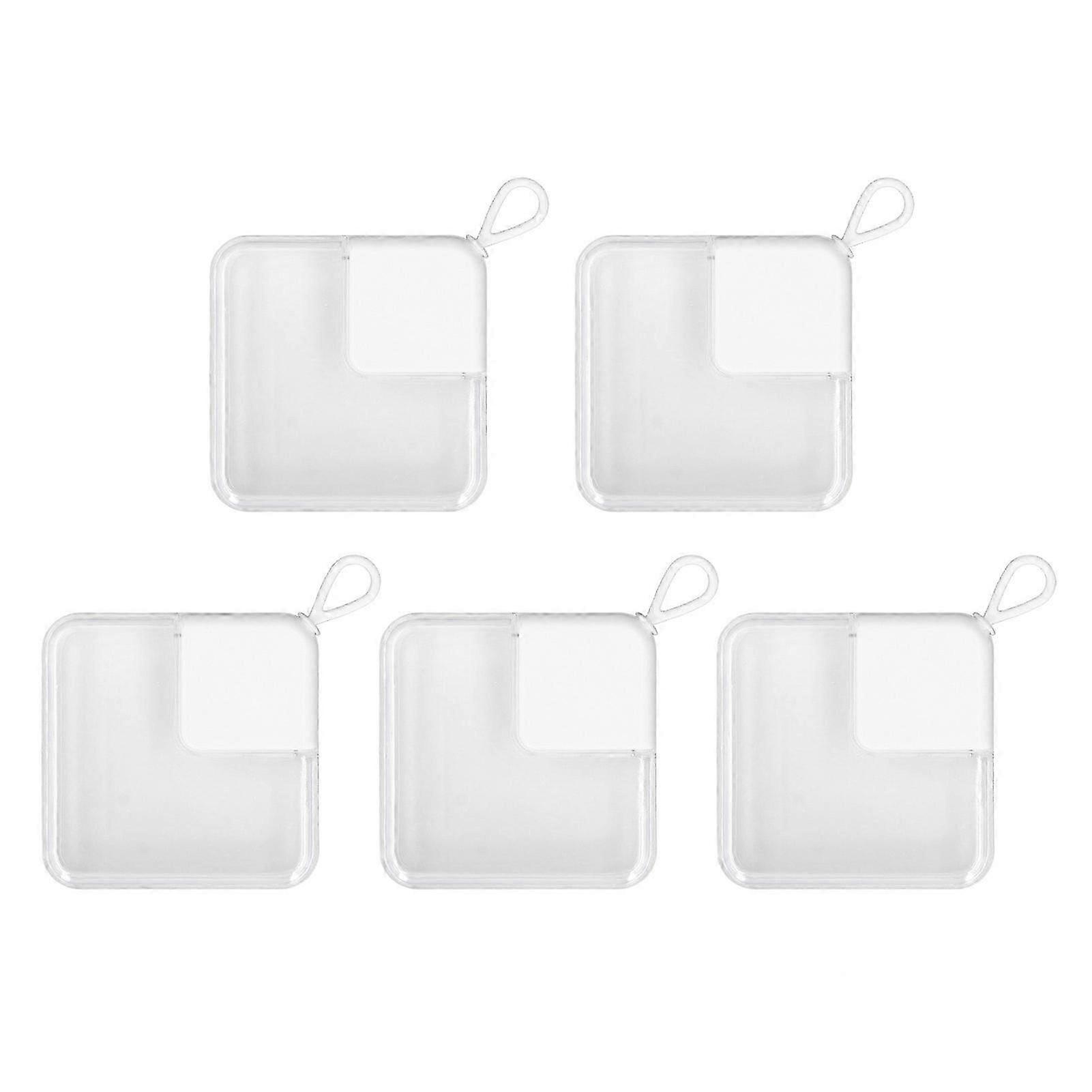 5pcs Powder Puff Storage Box Holder Set Portable White Nail Tip Container Case