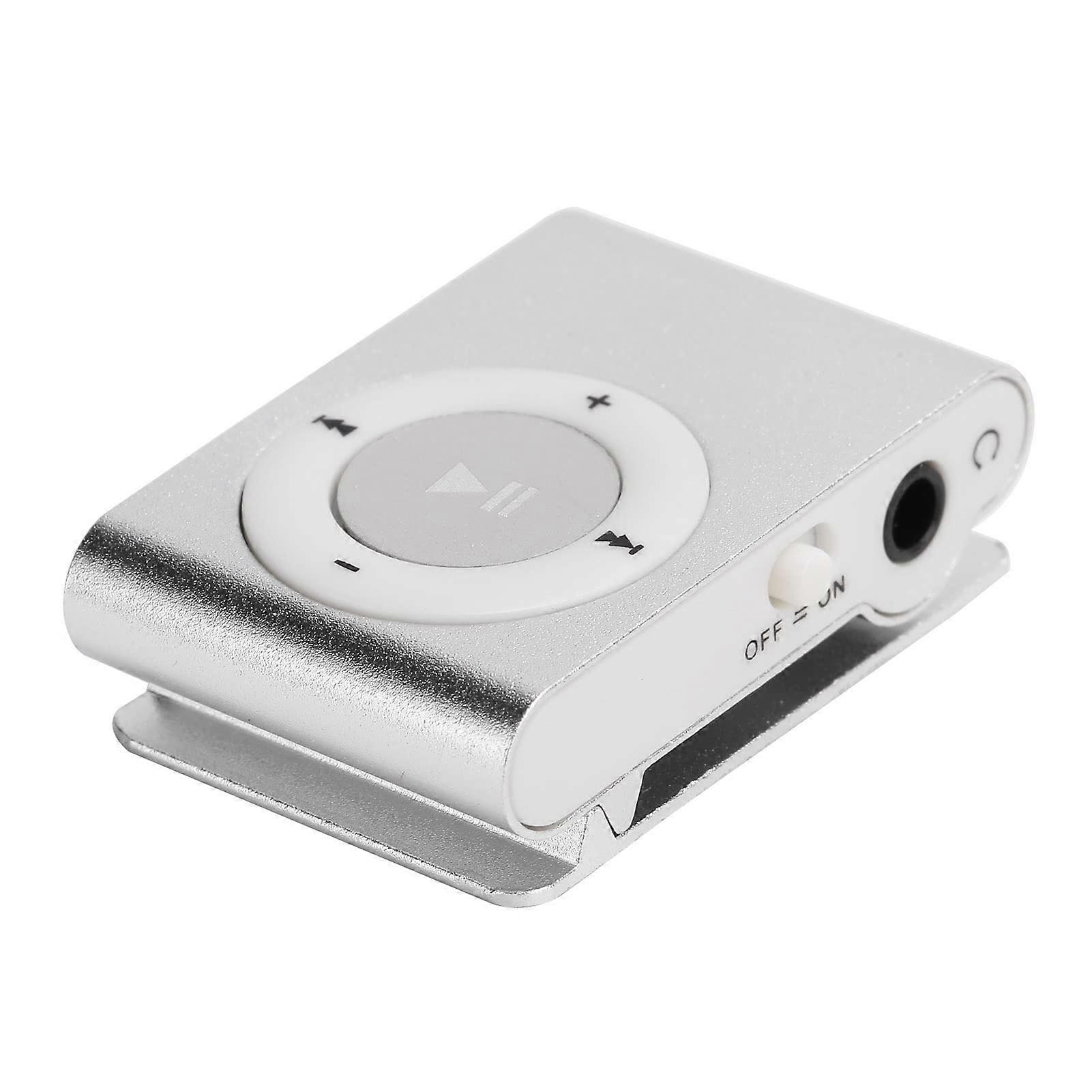 MP3 Player with Earphones, Compact Clipon Design, Expandable Memory, Long Battery Life, Silver